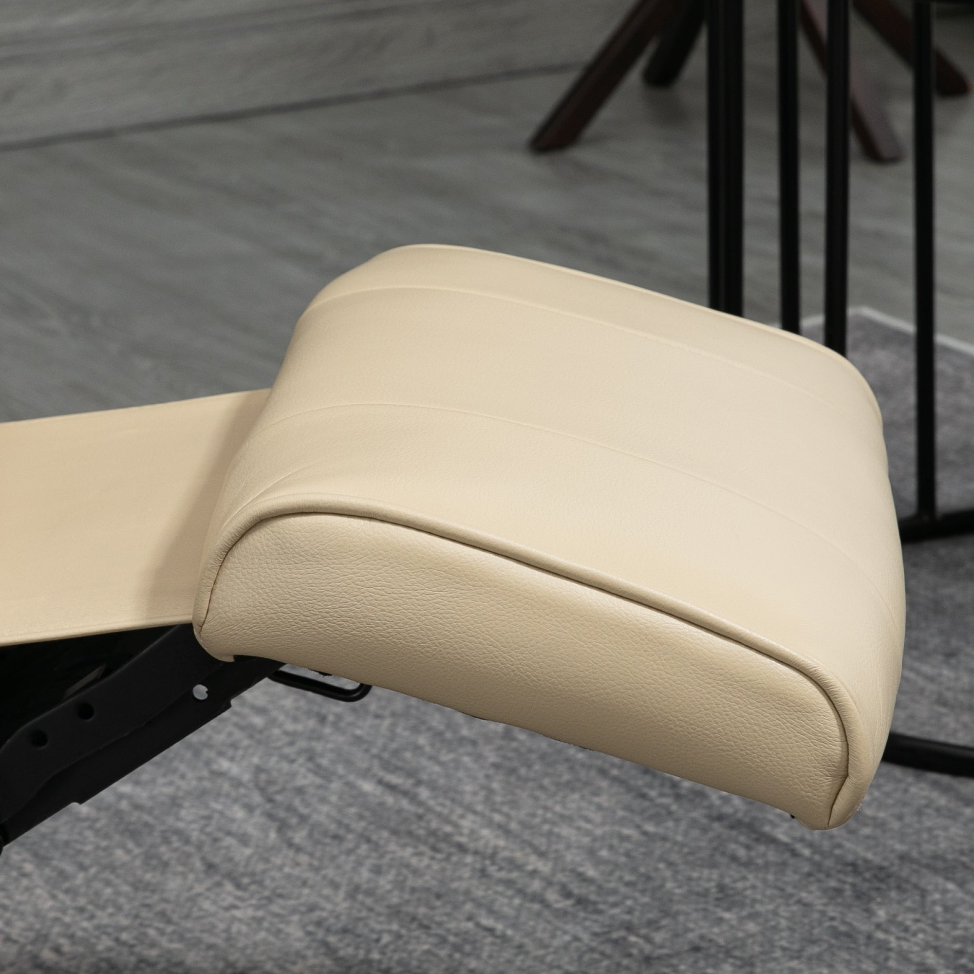 Reclining Armchair with Swivel TV Chair Function, Footrest, Recliner with Armrest, Wooden Legs for Living Room, Bedroom, Faux Leather, Cream White