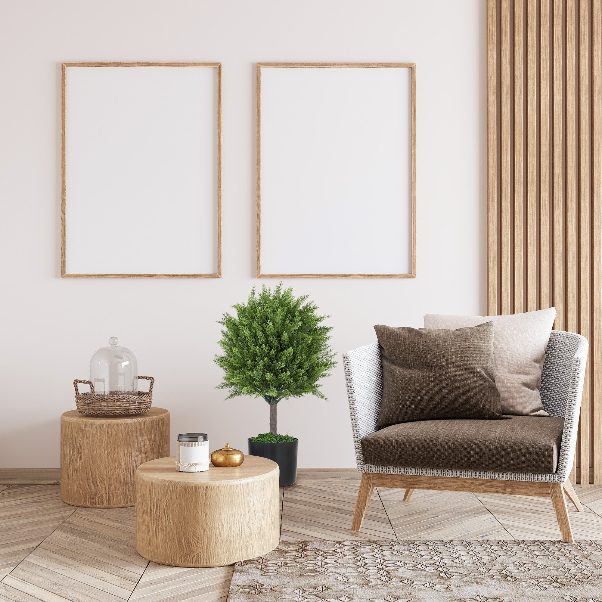 Artificial Cedar Tree Plant, UV Resistant Fake Plant with Pot, Indoor and Outdoor Decoration, Height 55 cm, Green