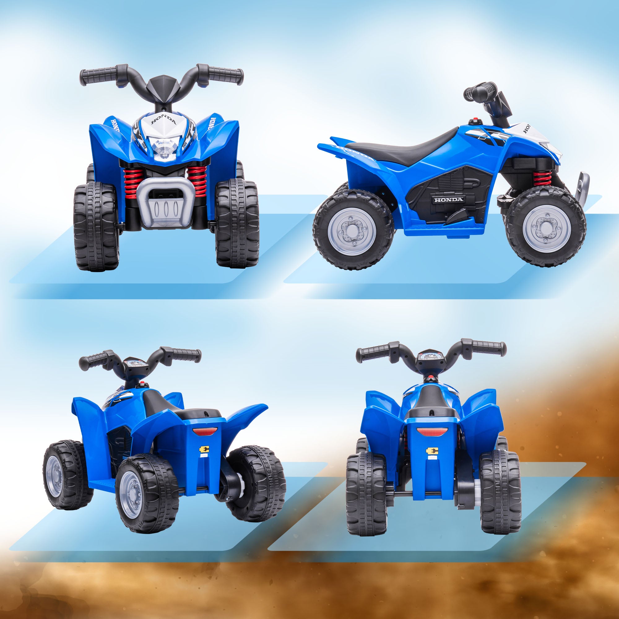 Electric Quad Miniquad Kids Electric ATV Kids Quad with LED and Horn Kids Motorcycle Children's Vehicle Electric Car for Kids from 18 months Metal Blue 65.5 x 38.5 x 43.5 cm