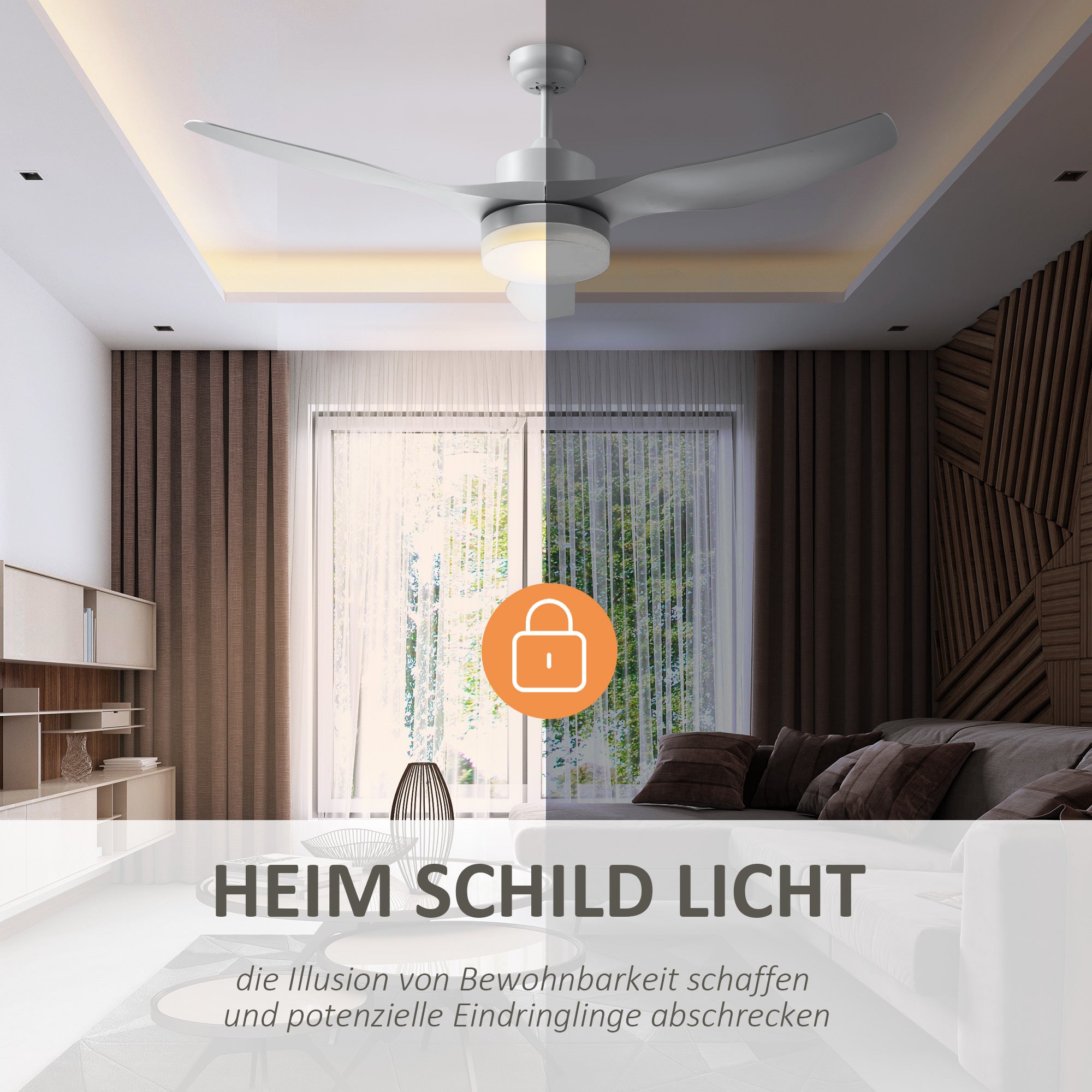 Ceiling Fan with Lighting, Reversible LED Ceiling Light with Fan, 6 Speeds, 3 Light Colors, Ceiling Lamp with Remote Control, Timer for Living Room, Dining Room White