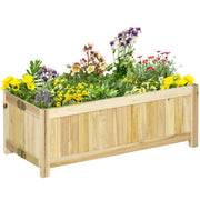 Foldable Wooden Planter Garden Flower Bed with 4 Legs for Growing Vegetables Flowers Outdoor Patio Balcony Terrace 70x30x25 cm Natural