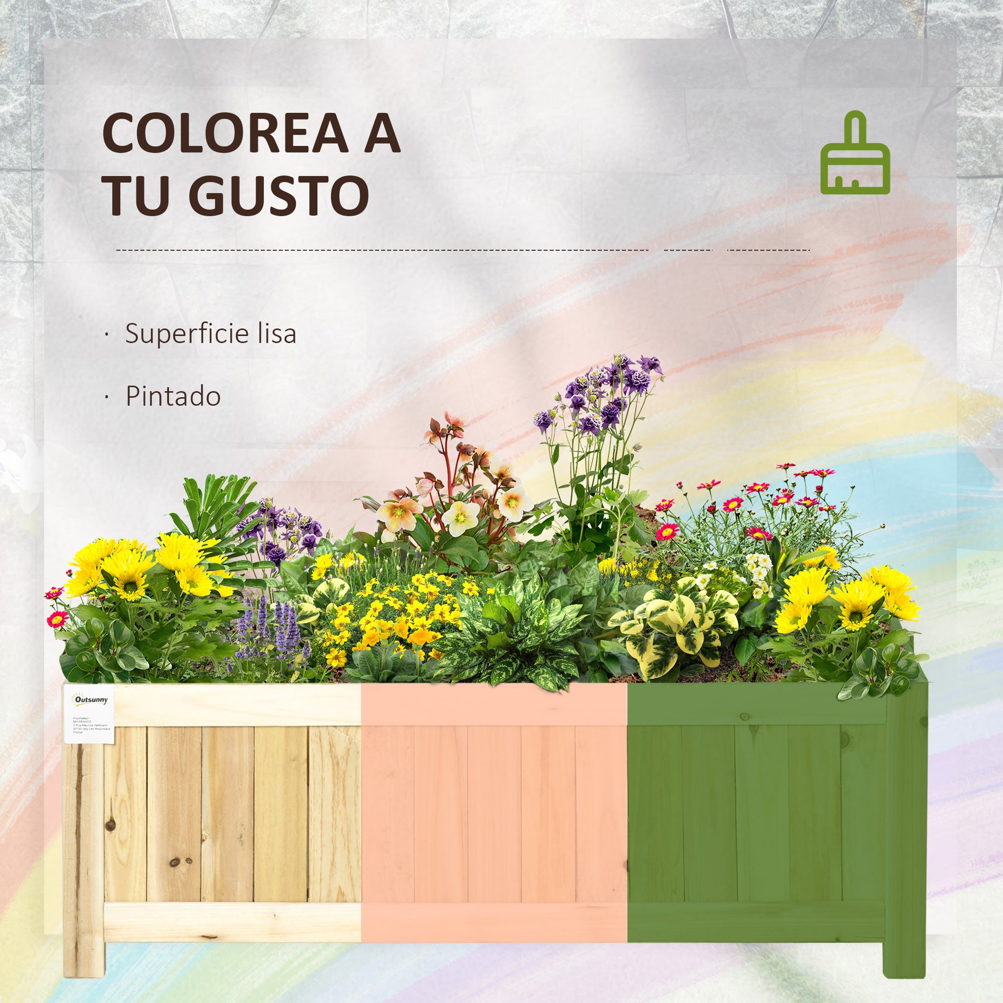 Foldable Wooden Planter Garden Flower Bed with 4 Legs for Growing Vegetables Flowers Outdoor Patio Balcony Terrace 70x30x25 cm Natural