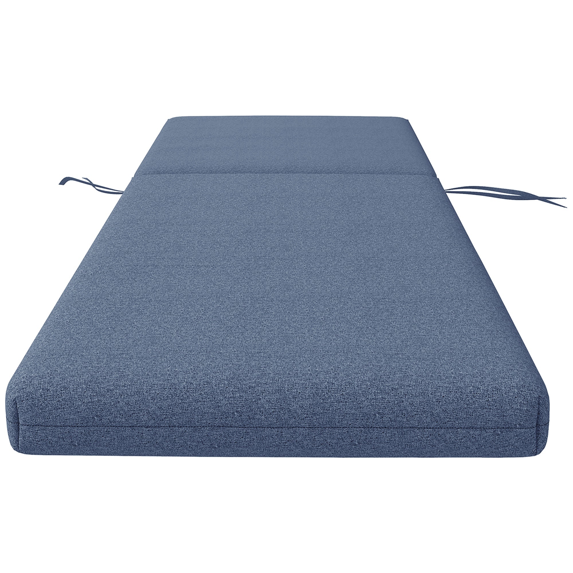 Set of 2 Lounger Mattress Cushions for Sun Lounger Chair with Fastening Straps for Garden Dimensions 190.5L x 58.4W x 7H cm Blue