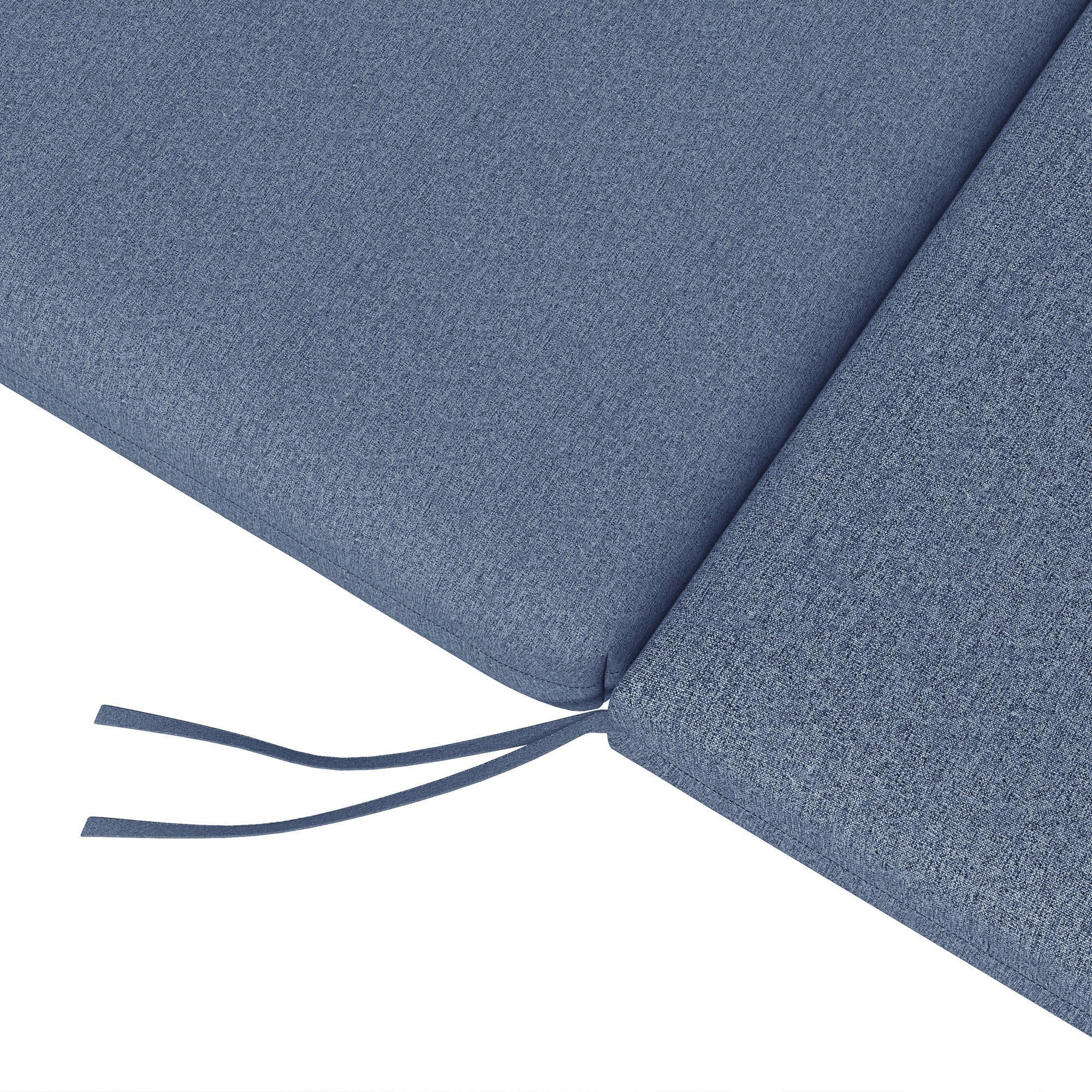 Set of 2 Lounger Mattress Cushions for Sun Lounger Chair with Fastening Straps for Garden Dimensions 190.5L x 58.4W x 7H cm Blue
