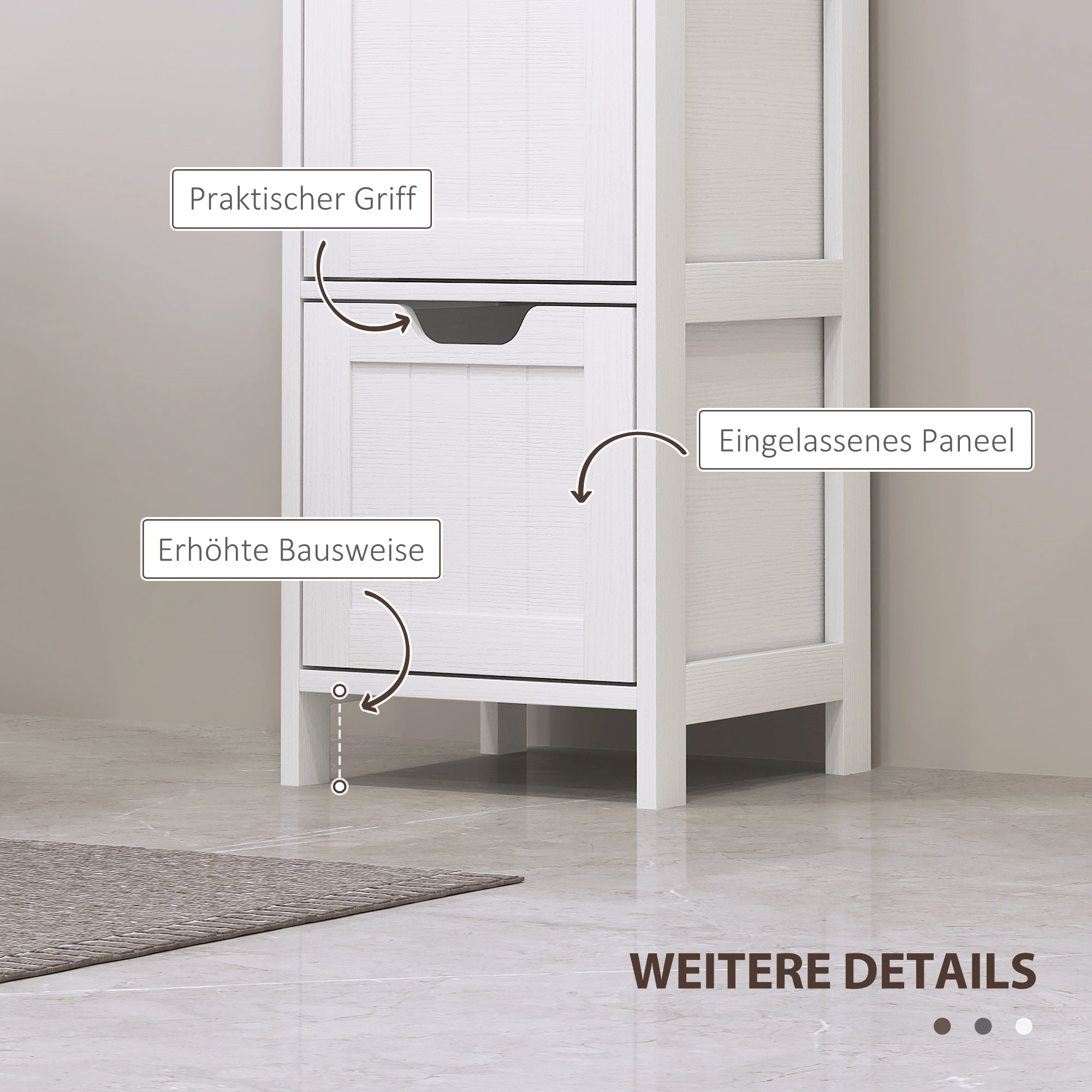 Bathroom Cabinet, Tall Bathroom Cabinet with 3 Drawers, 2 Open Shelves, Storage Cabinet for Bathroom, Living Room, White, 30 x 30 x 142.4 cm