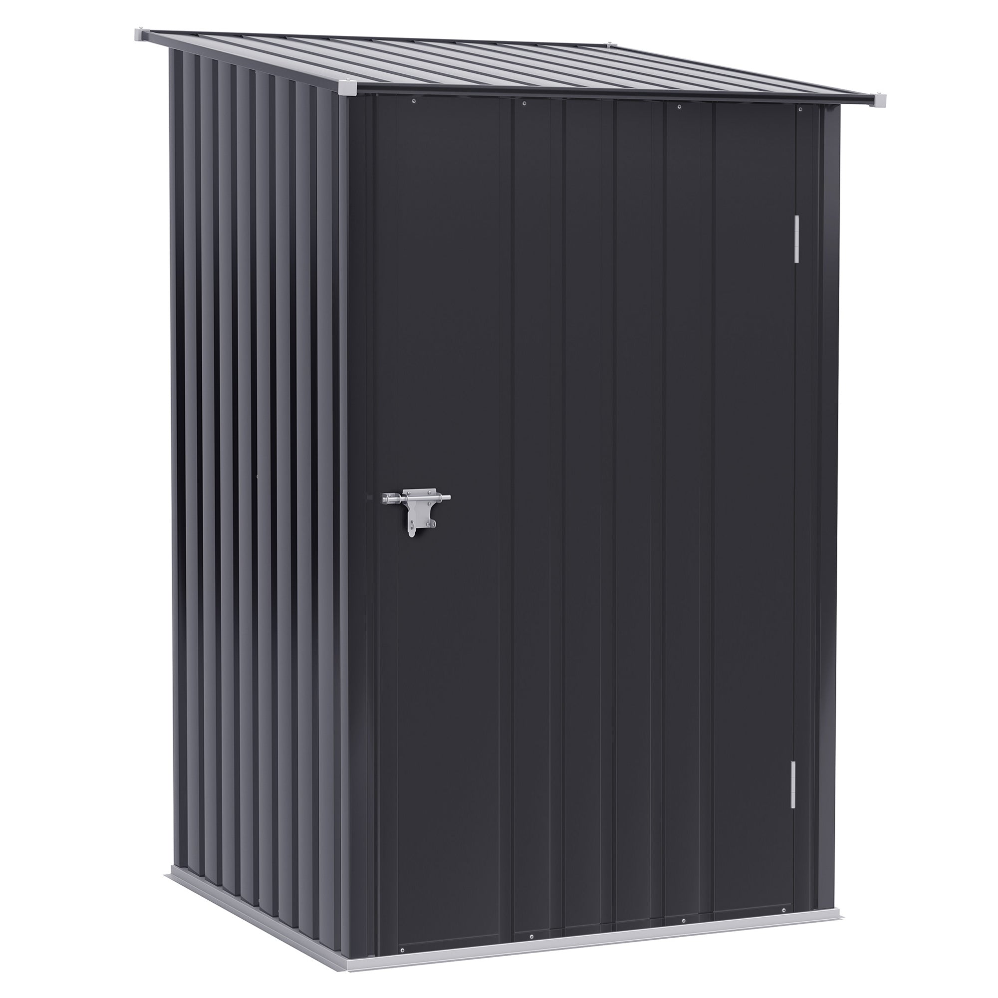 Metal Tool Shed 1.6m³ 100x103x160cm Tool Shed with Pent Roof Lockable Door Weatherproof Garden Shed Outdoor Cabinet for Garden Exterior, Dark Gray