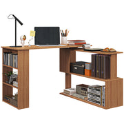 Reversible Corner Desk with 5 Shelves, Corner Computer Desk in Wood, for Office, Living Room and Study, Industrial Style, 120x110x74.5 cm, Steel Color