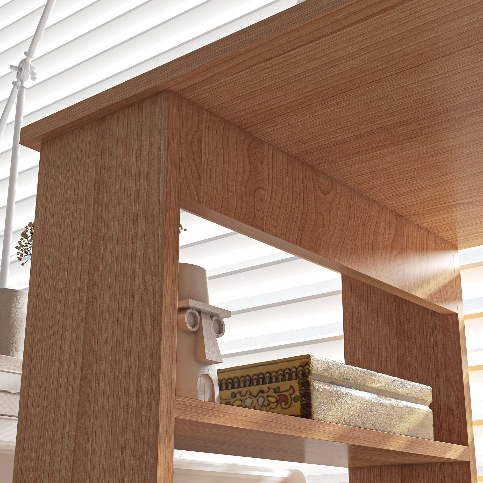 Reversible Corner Desk with 5 Shelves, Corner Computer Desk in Wood, for Office, Living Room and Study, Industrial Style, 120x110x74.5 cm, Steel Color