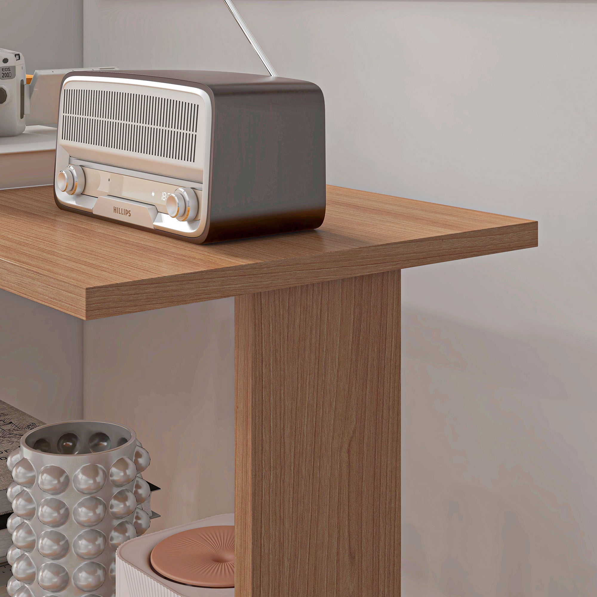 Reversible Corner Desk with 5 Shelves, Corner Computer Desk in Wood, for Office, Living Room and Study, Industrial Style, 120x110x74.5 cm, Steel Color