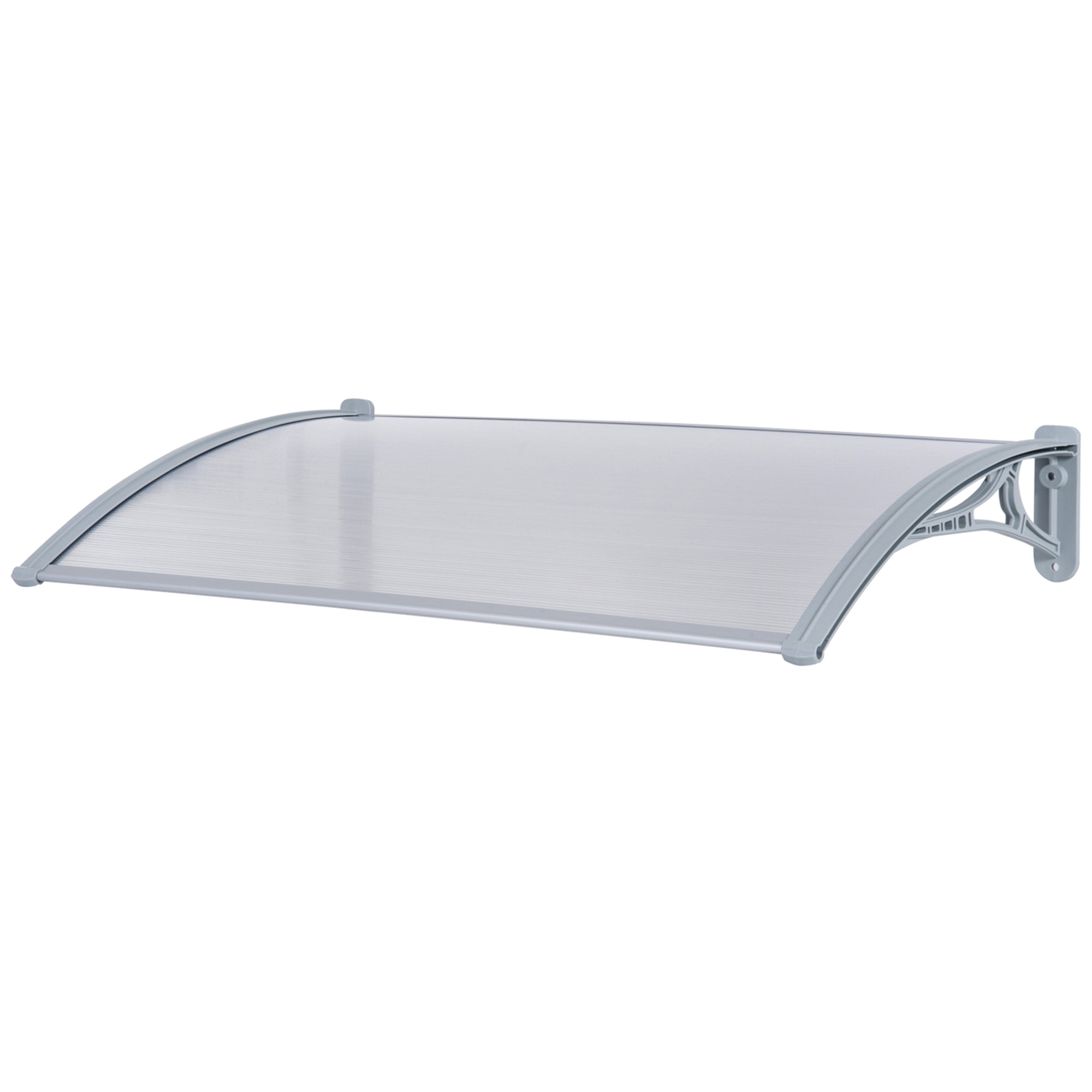 Outdoor Canopy 140x70x21 cm in Plastic and Aluminum for Balconies, Doors, and Windows UV Resistant, Gray