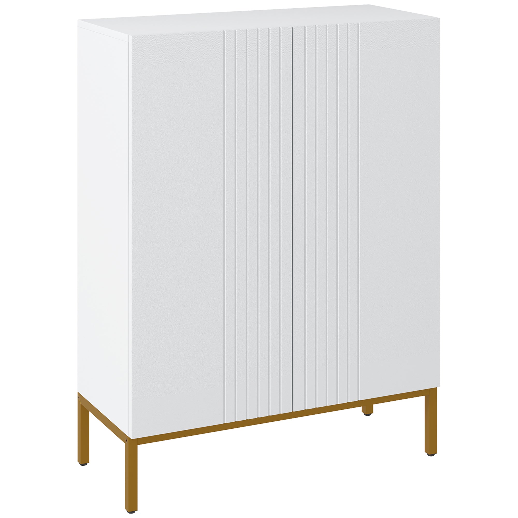 Space-Saving Shoe Cabinet with 2 Doors for 15-20 Pairs of Shoes, Entryway Shoe Cabinet with 5 Adjustable Shelves and Soft-Close Doors, White