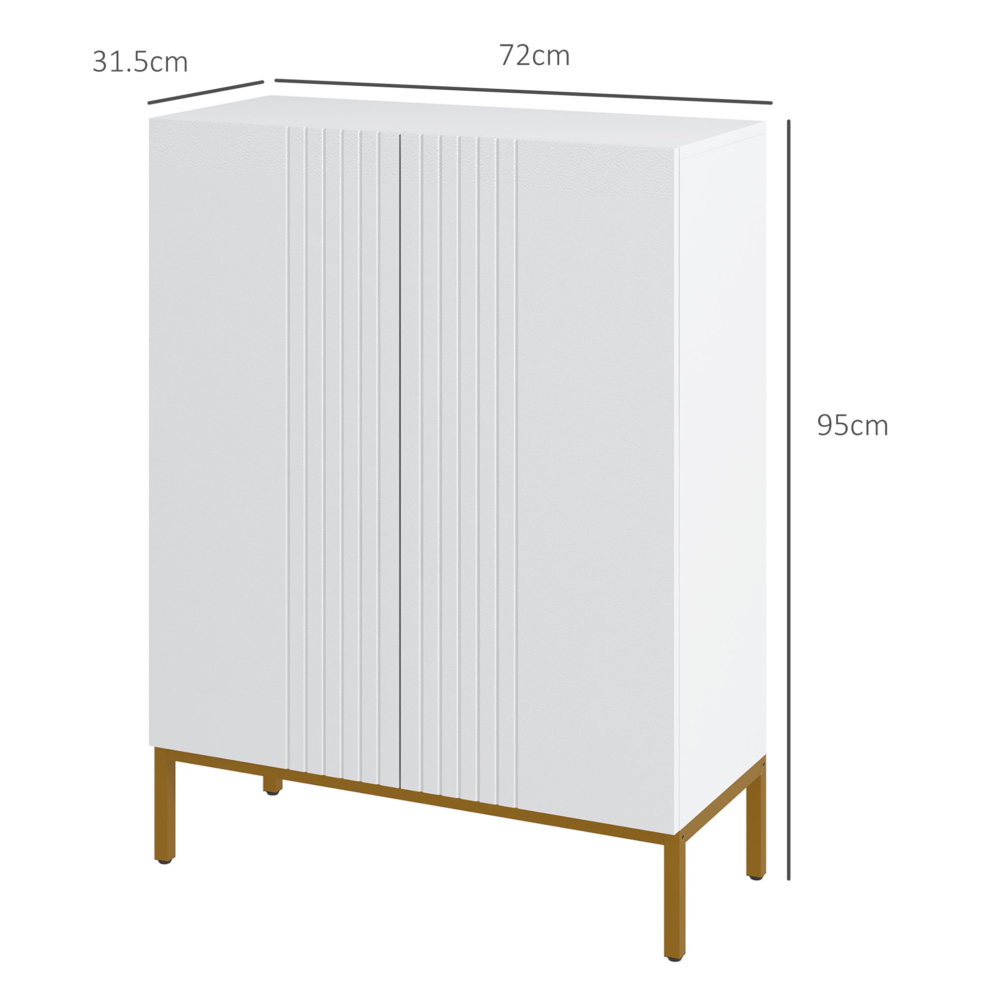 Space-Saving Shoe Cabinet with 2 Doors for 15-20 Pairs of Shoes, Entryway Shoe Cabinet with 5 Adjustable Shelves and Soft-Close Doors, White