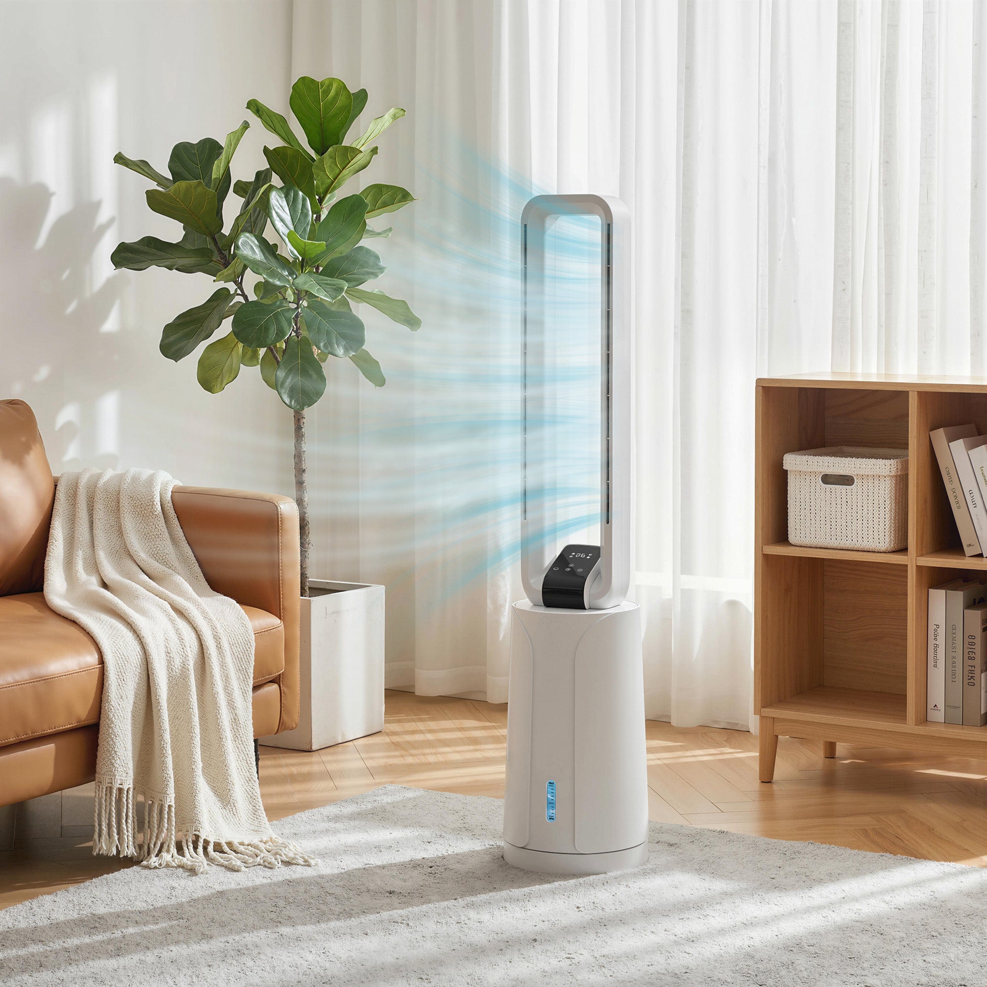 3-in-1 Portable Evaporative Air Cooler — Humidifier & Fan, 2 Ice Packs, 1.7 L Tank, 15-Hour Timer, 70° Oscillation, Remote, White