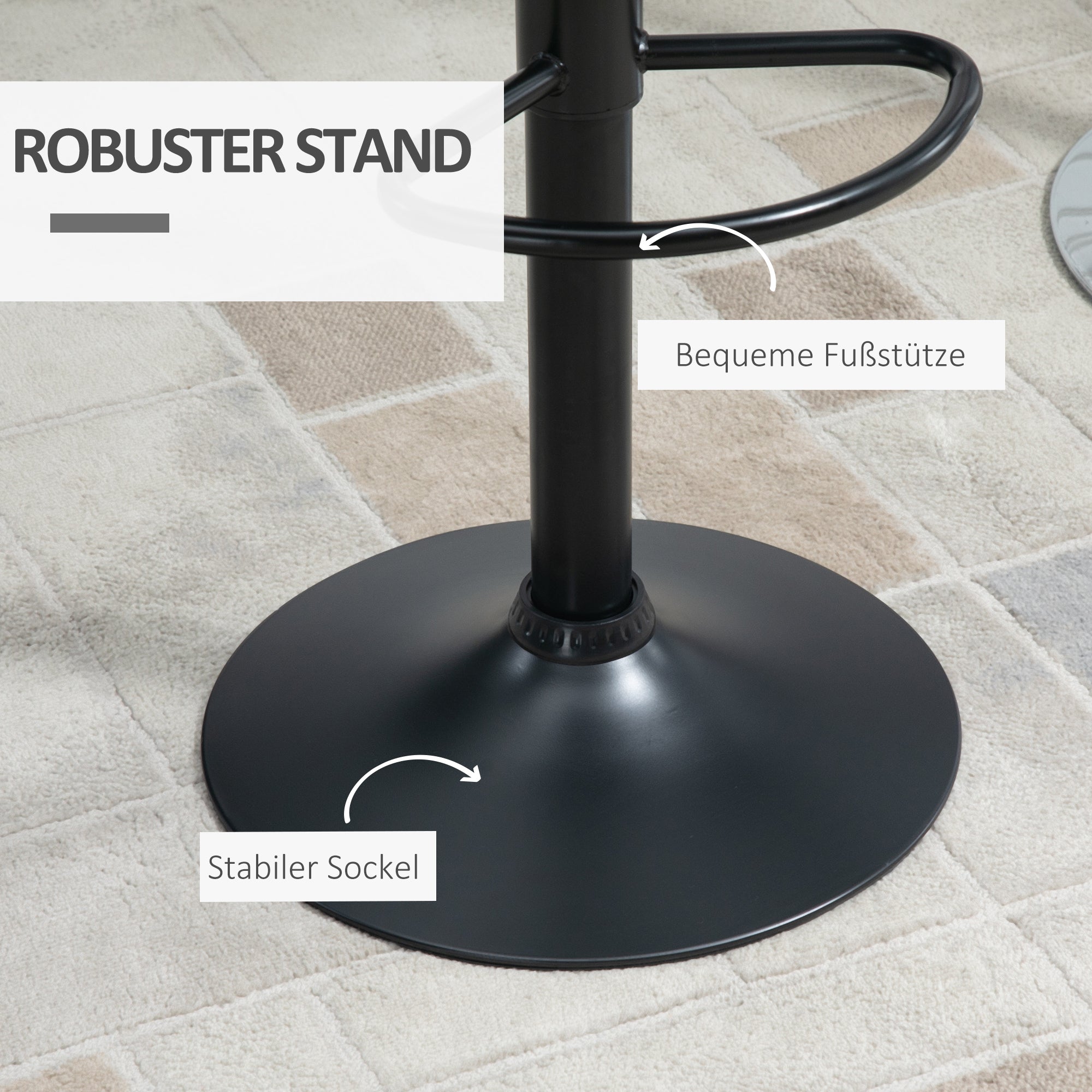 Bar Stool Set of 2, Upholstered Bar Chair with Metal Frame, Backrest, Height Adjustable Kitchen Stools with Footrest, 360° Swivel, Counter Stool for Kitchen, Living Room, Dining Room, Faux Leather, Black