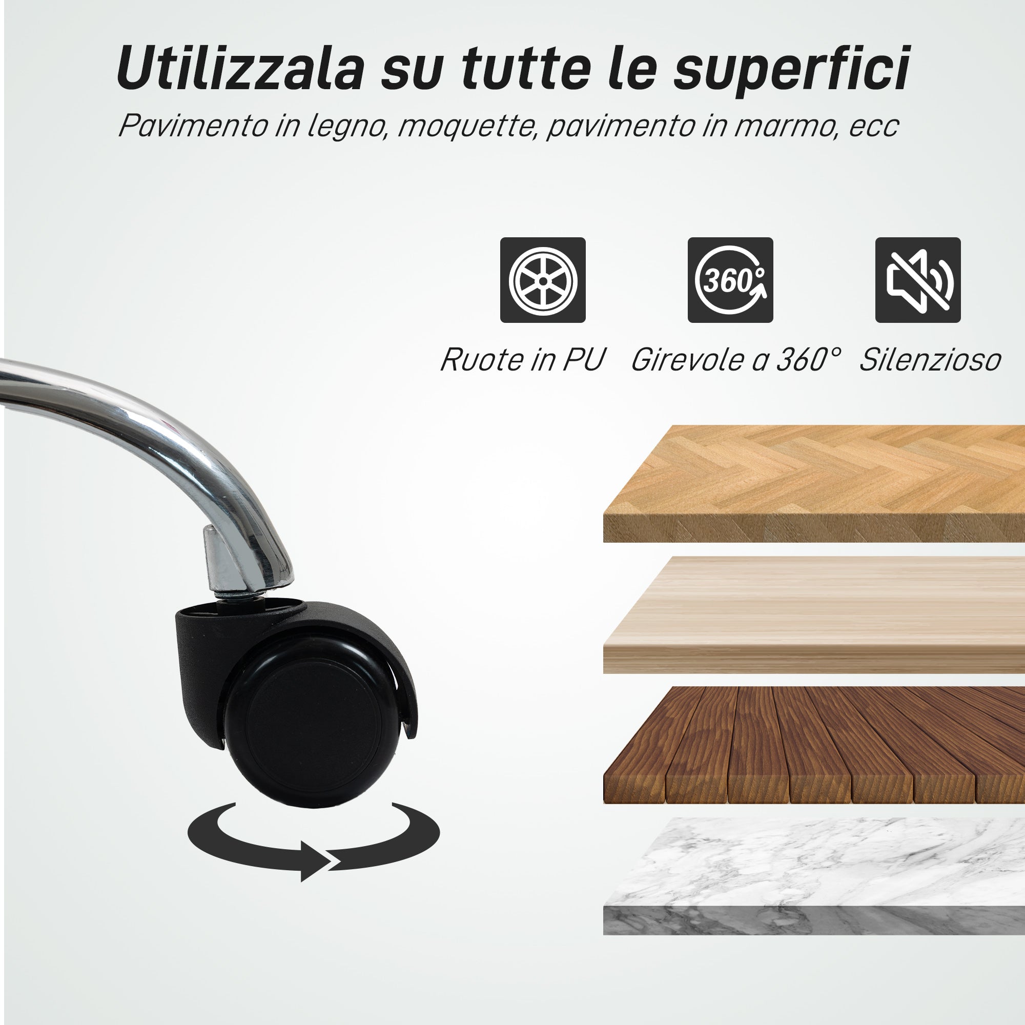 Adjustable Office Chair with Button Tufted Upholstery and Swivel Wheels, PU Leather, Foam and Steel, 44x50x78-88 cm, White