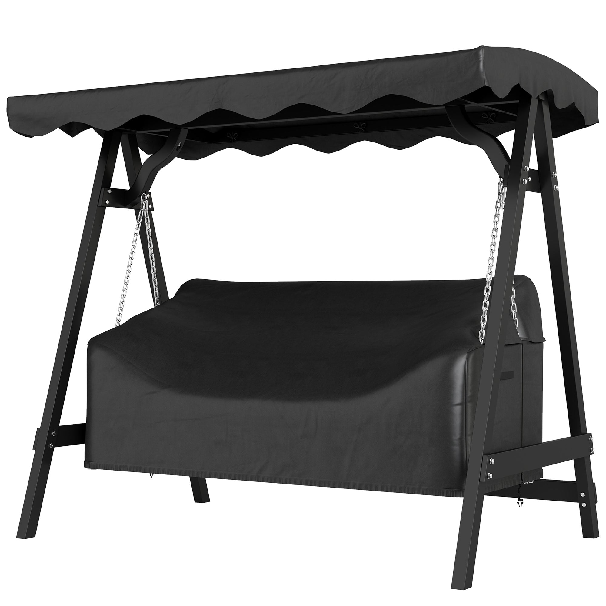 3-Seater Swing Cover — Waterproof, Windproof & UV-Resistant, PU-Coated Oxford, 185 x 76 x 81 cm (73" x 30" x 32") — Black