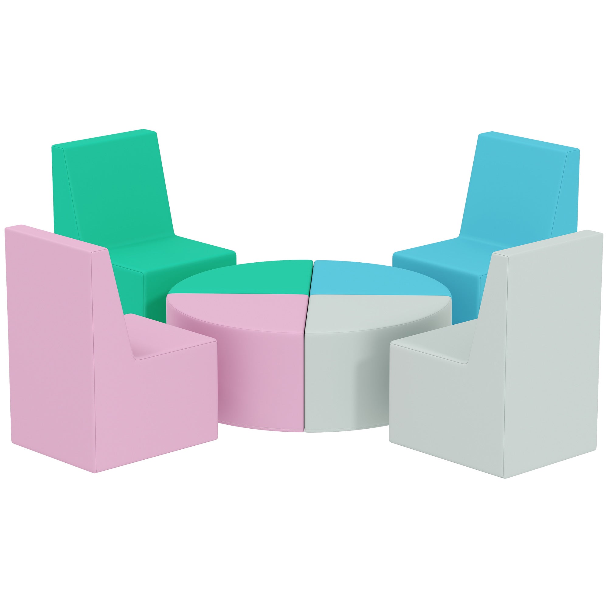 8-Piece Soft Foam Building Blocks for Kids — Table & Stool Design, PU Foam Blocks for Babies & Toddlers, Multicolor