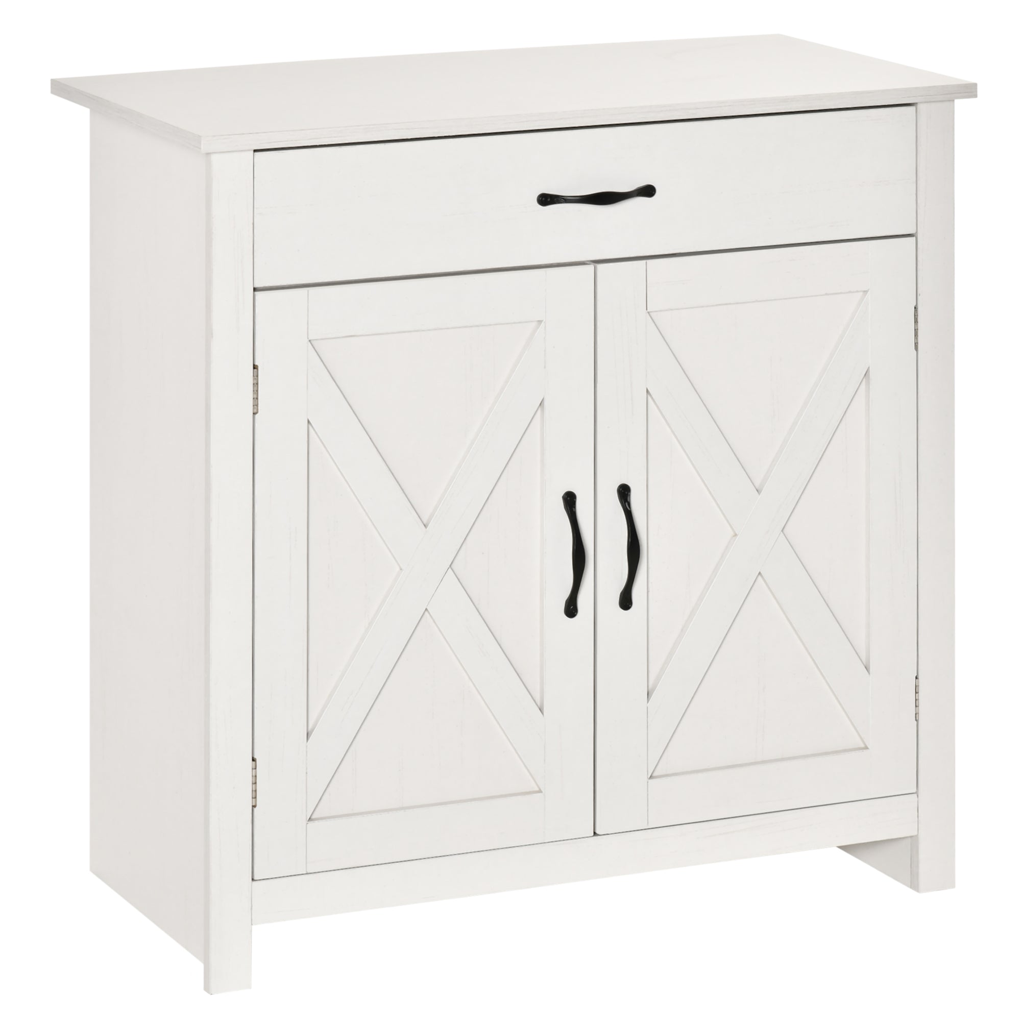 Kitchen Sideboard Buffet for Living Room with 1 Drawer 2 Doors and Adjustable Inner Shelf Decorative Auxiliary Furniture for Dining Room 80x39.7x80 cm White Wash