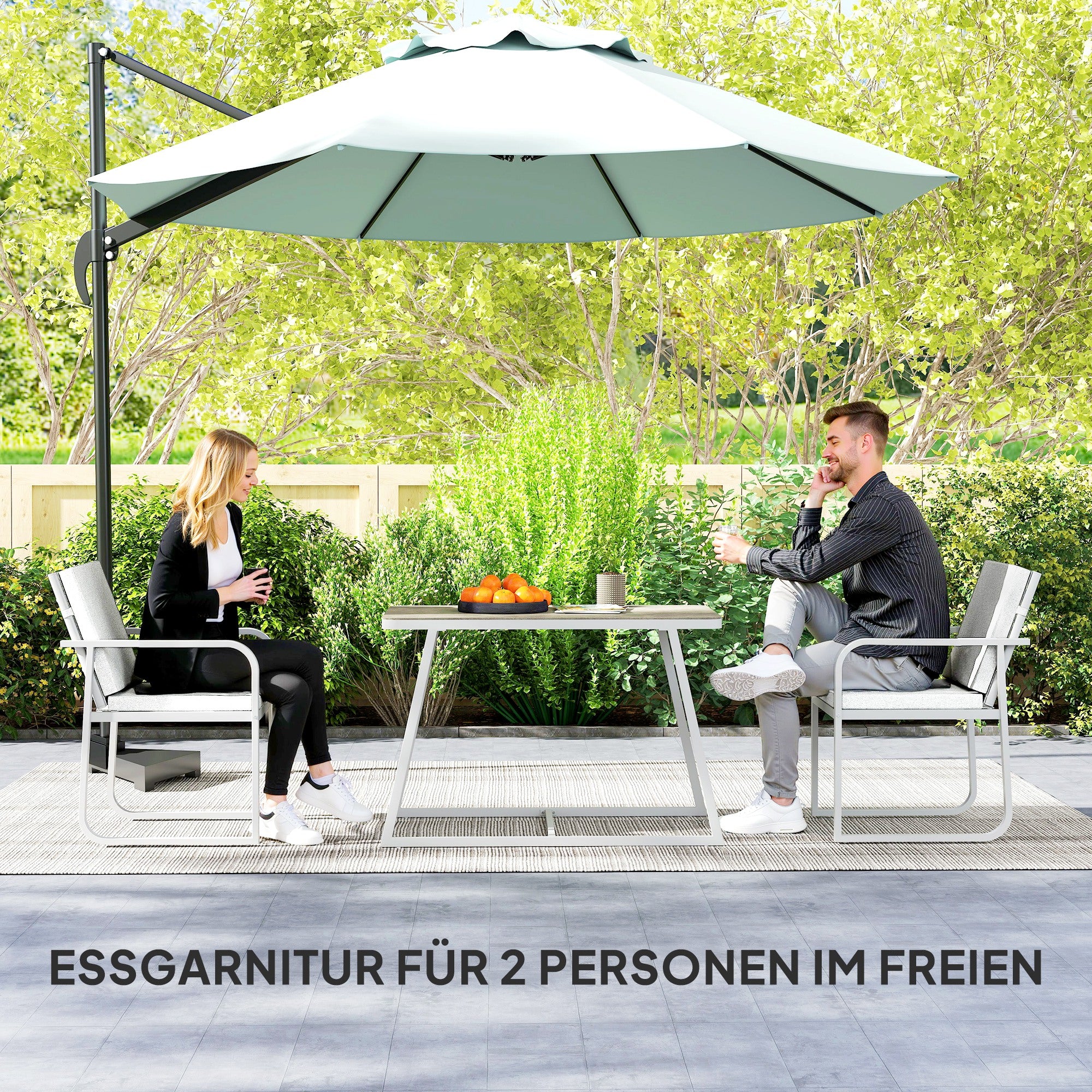 3-Piece Seating Group Dining Set for 2 People Dining Table with 4 Chairs Seat Cushions Dining Room Set with Glass Table Kitchen Table Set Balcony Furniture Patio Furniture for Terrace, Balcony Dining Room Light Grey