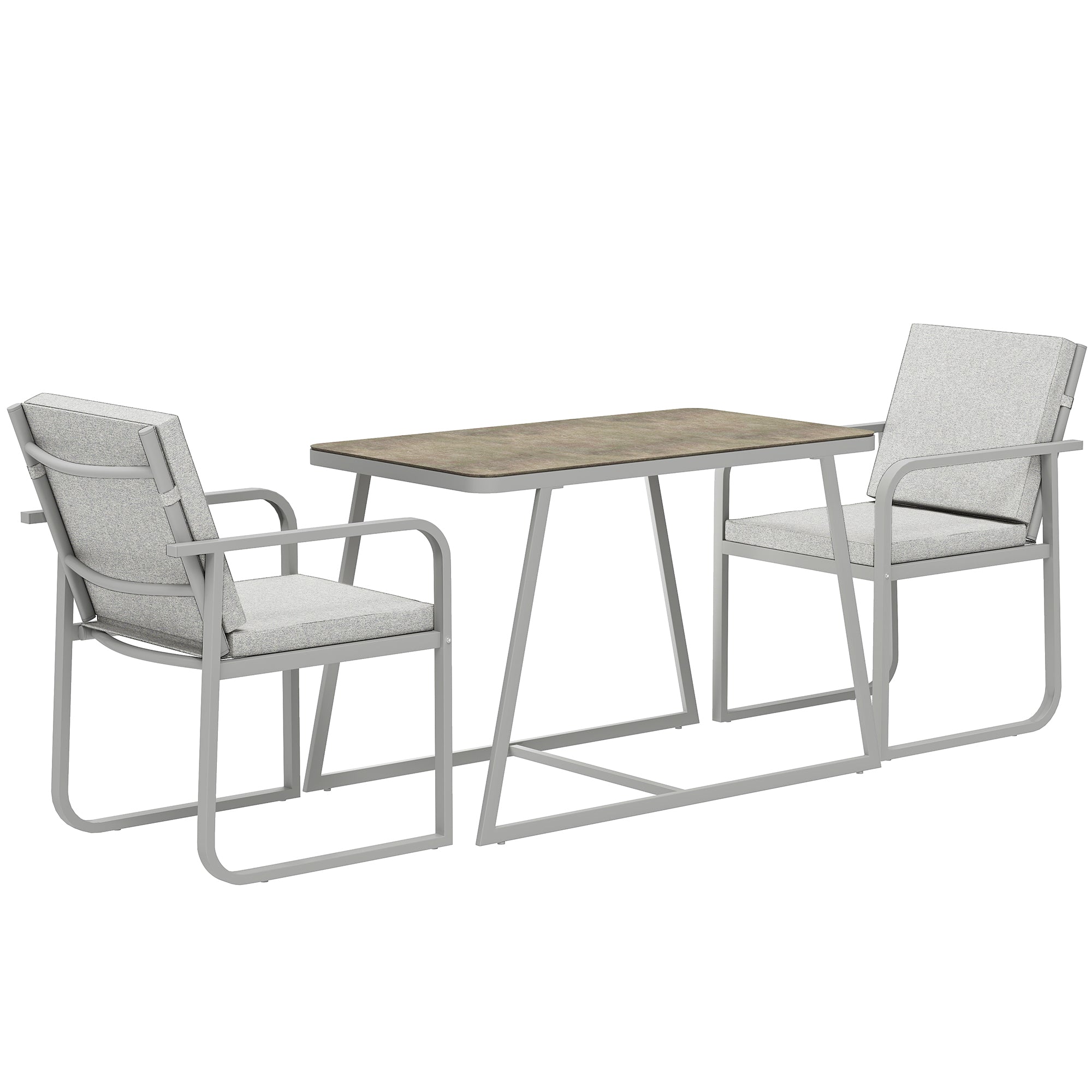 3-Piece Seating Group Dining Set for 2 People Dining Table with 4 Chairs Seat Cushions Dining Room Set with Glass Table Kitchen Table Set Balcony Furniture Patio Furniture for Terrace, Balcony Dining Room Light Grey