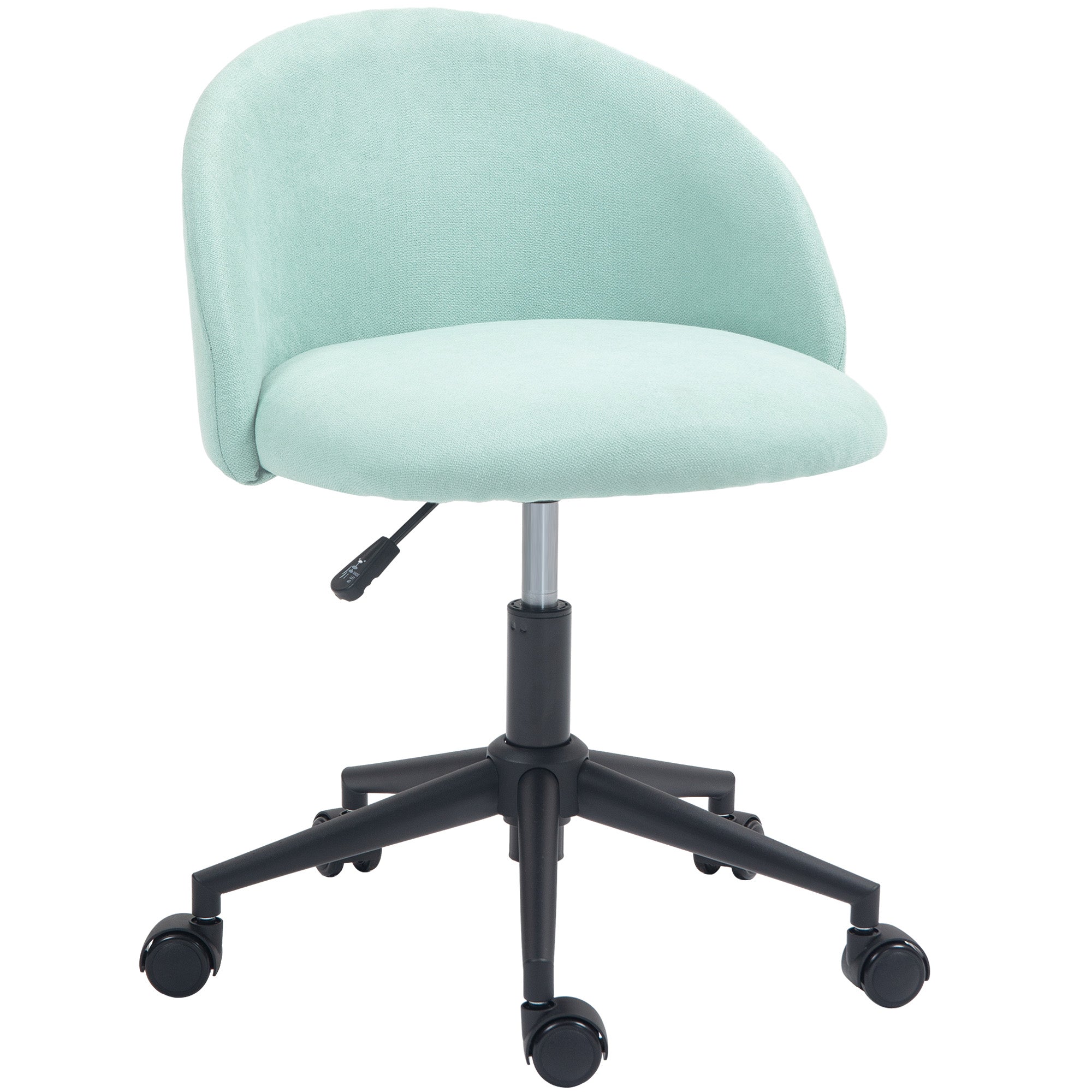 Velvet Office Chair Swivel 360° Adjustable Seat Height Curved Backrest for Office Green
