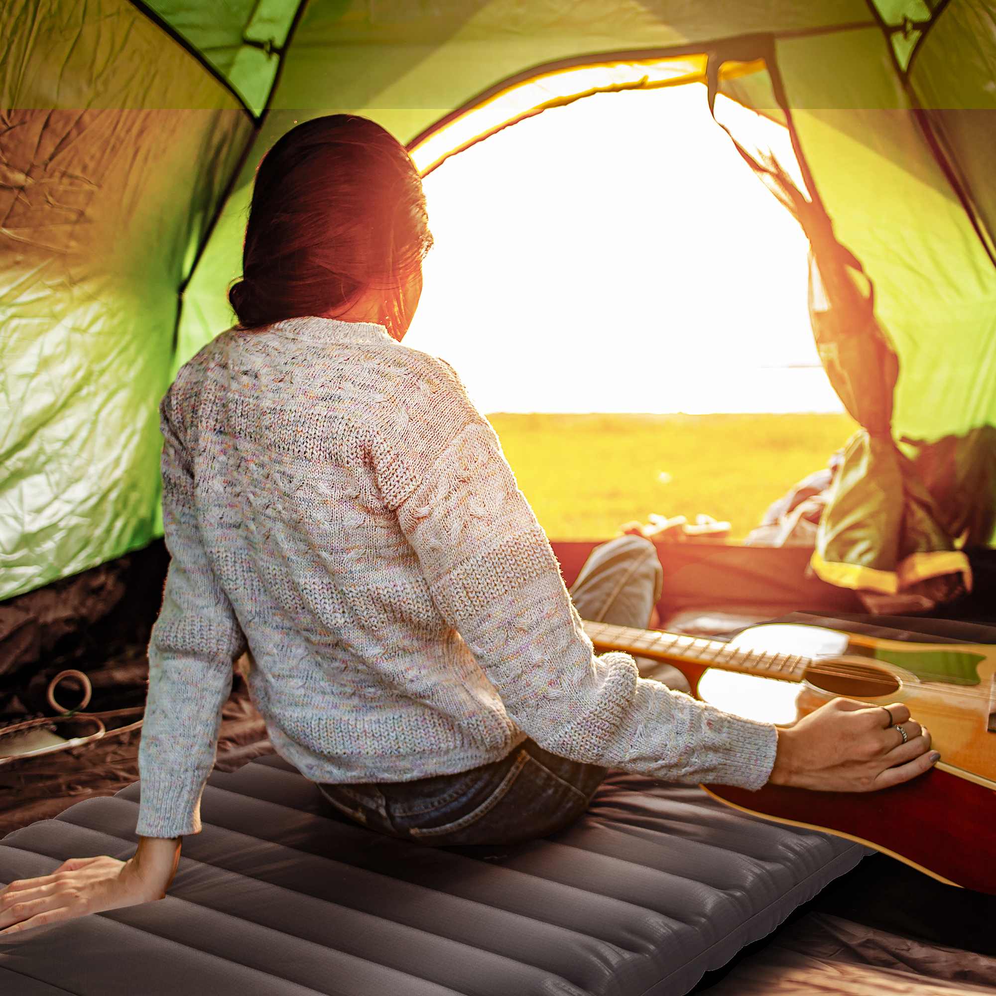 Inflatable Camping Mattress, single air mattress for optimized comfort, 1 person, foldable, with carrying bag, 195 x 70 x 10 cm, gray