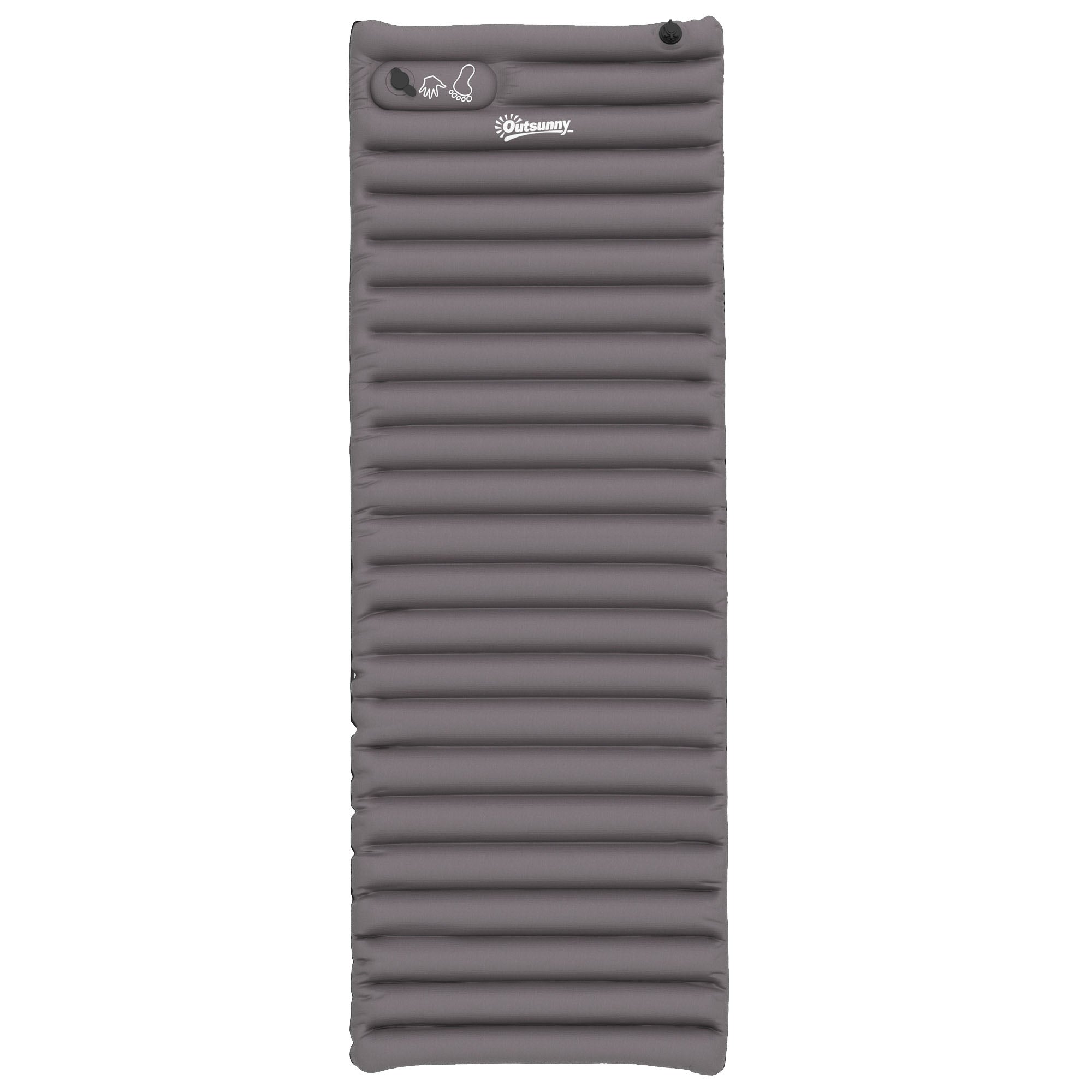 Inflatable Camping Mattress, single air mattress for optimized comfort, 1 person, foldable, with carrying bag, 195 x 70 x 10 cm, gray