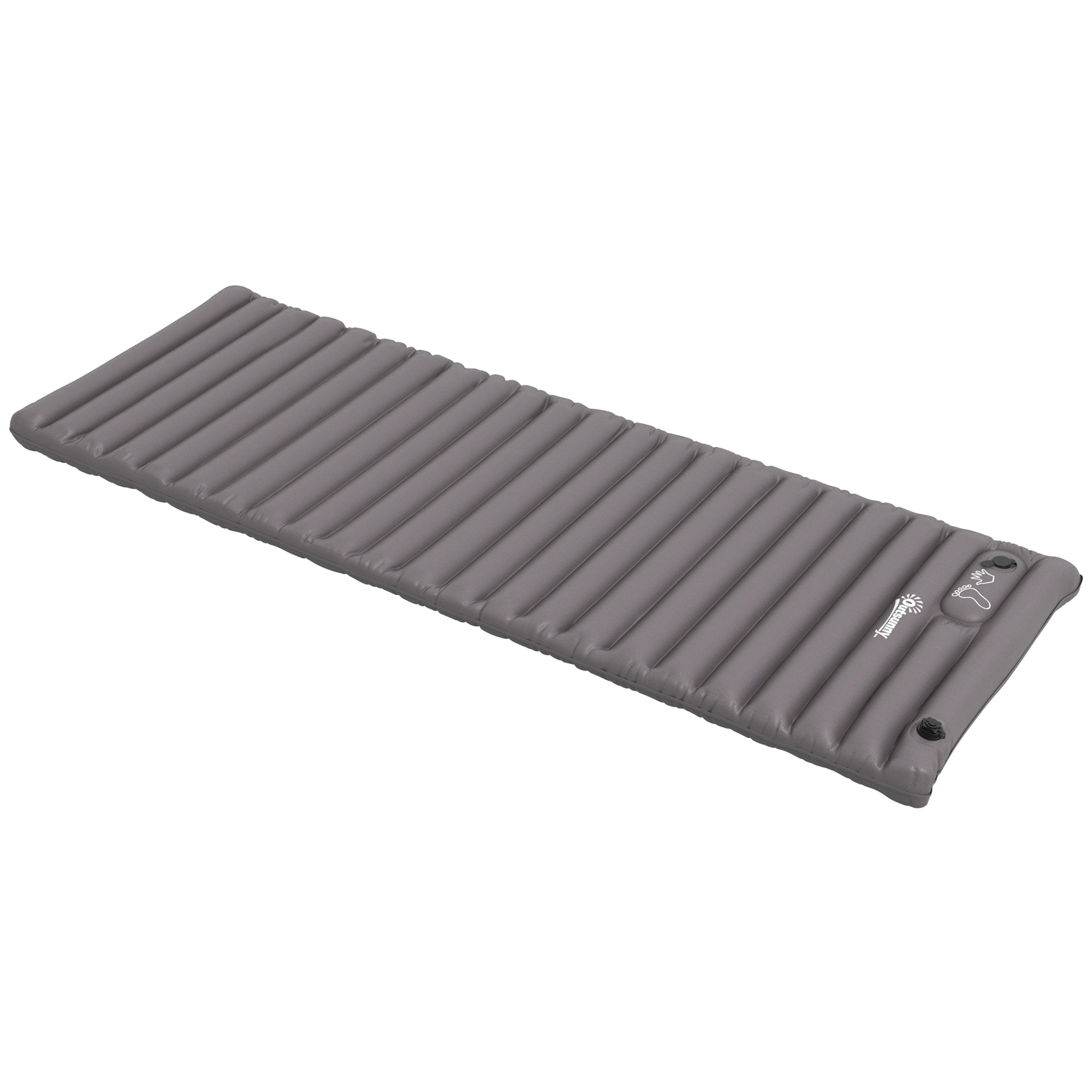 Inflatable Camping Mattress, single air mattress for optimized comfort, 1 person, foldable, with carrying bag, 195 x 70 x 10 cm, gray