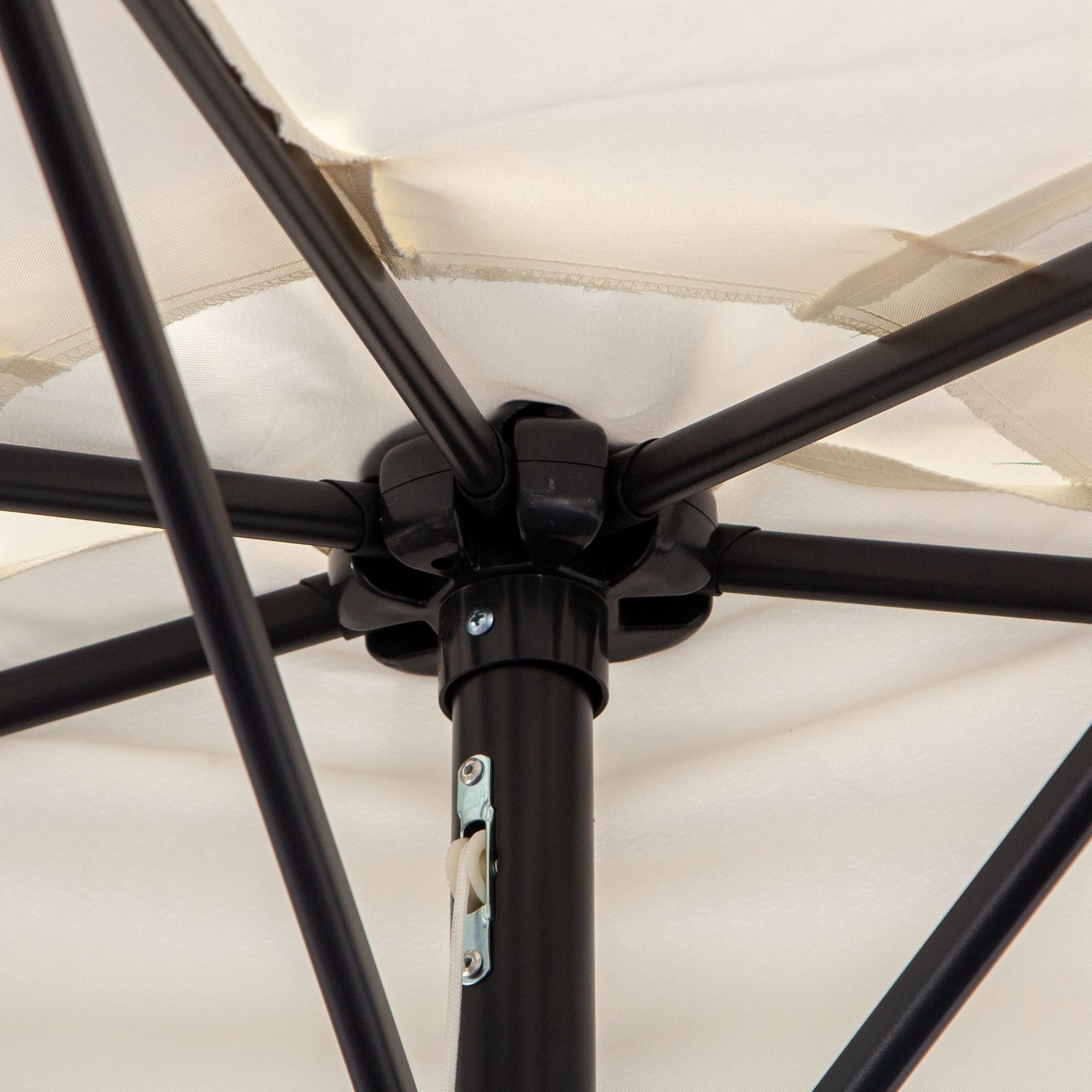 Half Umbrella - Balcony Umbrella 5 Metal Struts 2.93 x 1.5 x 2.49 m High Density Polyester Cream