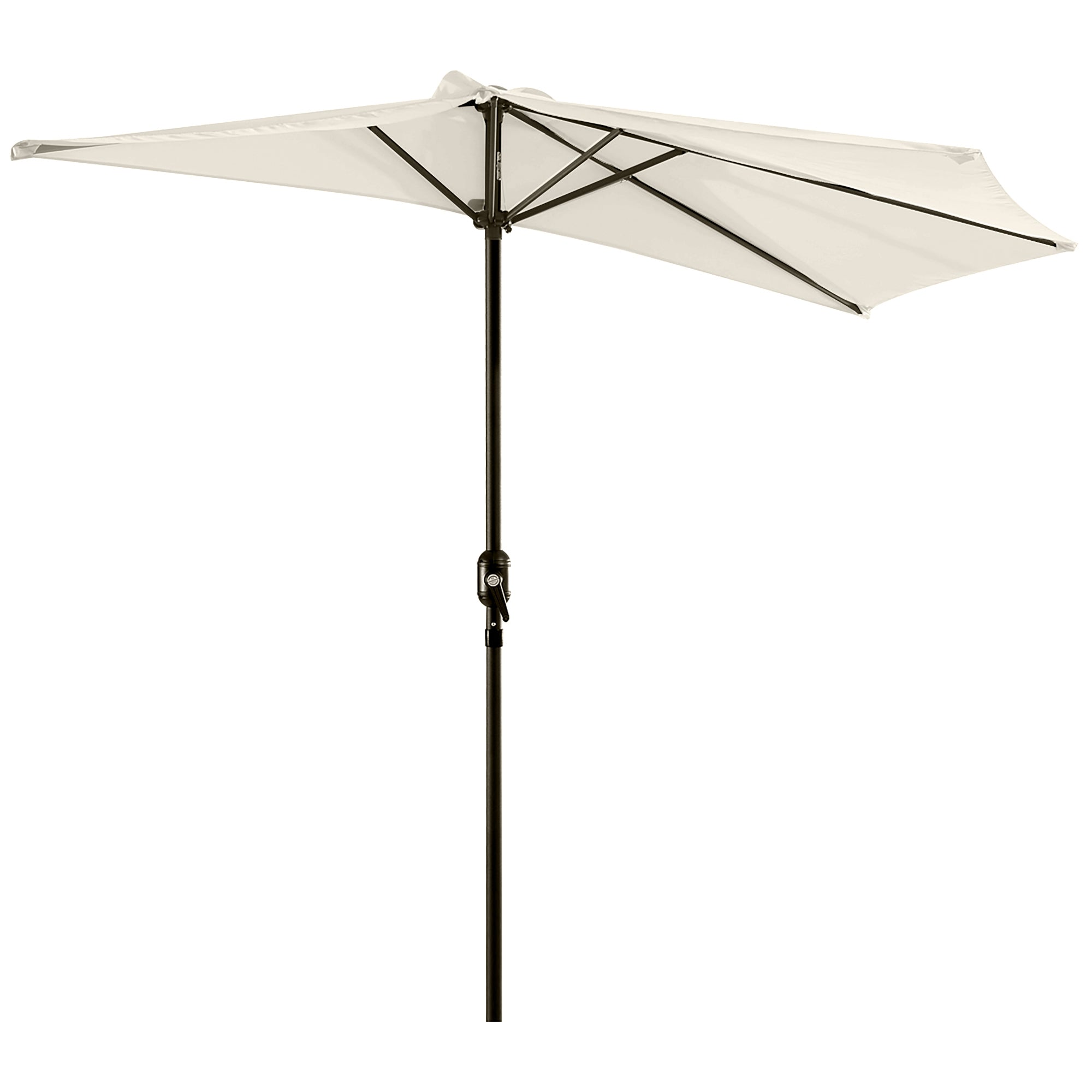 Half Umbrella - Balcony Umbrella 5 Metal Struts 2.93 x 1.5 x 2.49 m High Density Polyester Cream