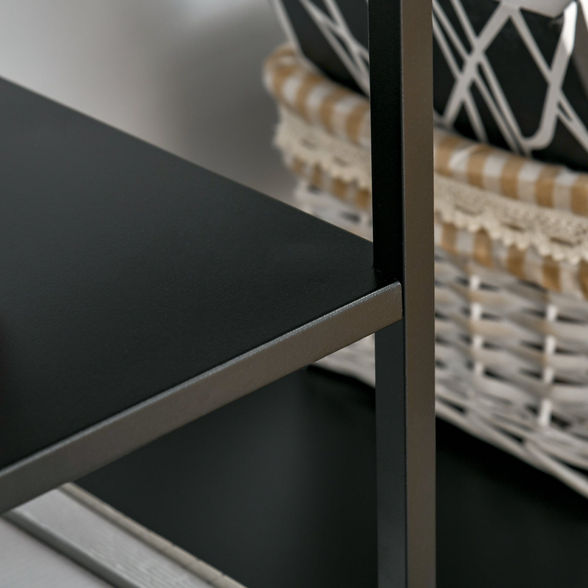 Bookshelf with 5 Open Compartments, Storage Shelf with Metal Frame, Cube Shelf for Kitchen, Living Room, Black, 120 x 35 x 87.5 cm