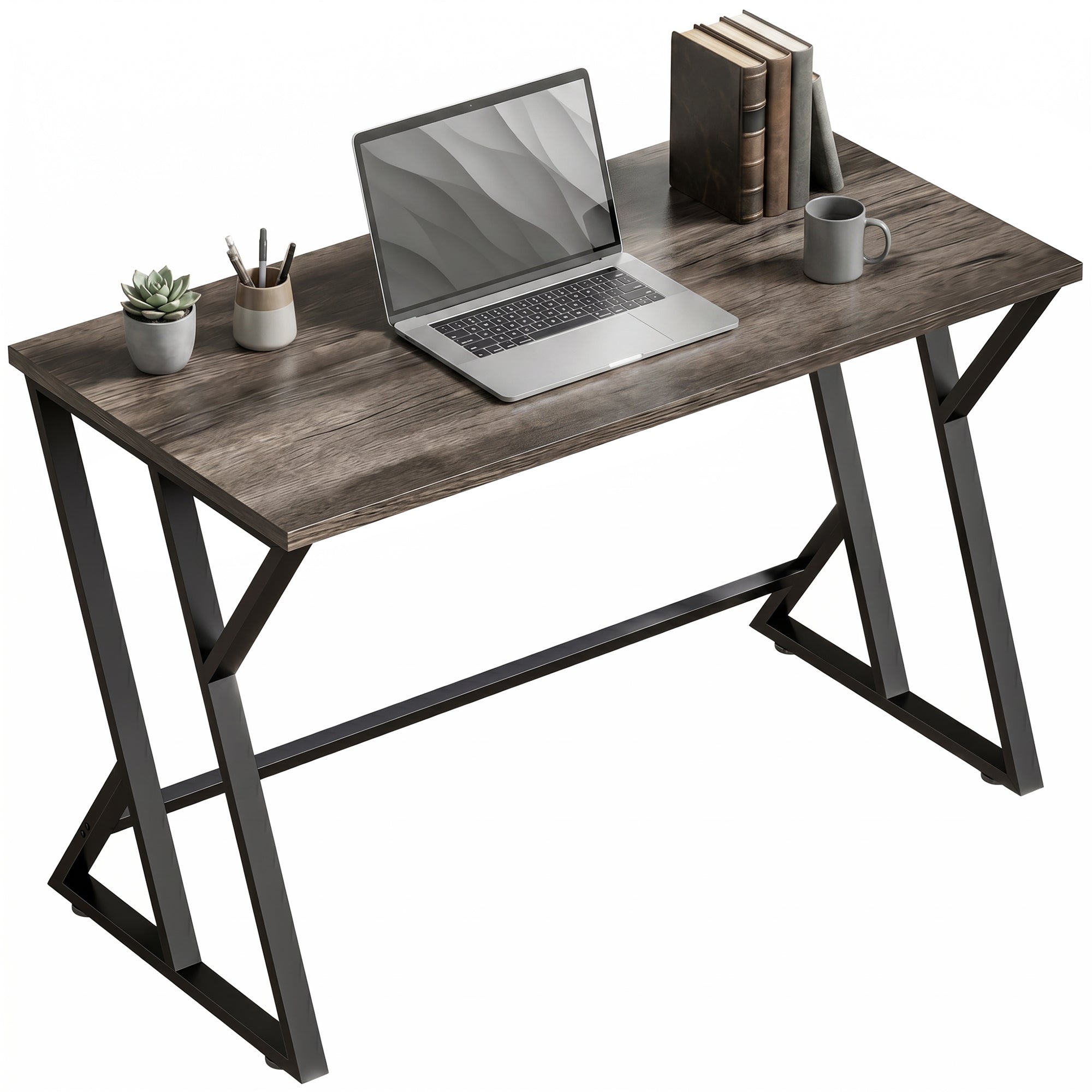 47.2 in Computer Desk – Industrial Z-Frame Work Desk for Office, Bedroom & Small Spaces, Weathered Gray
