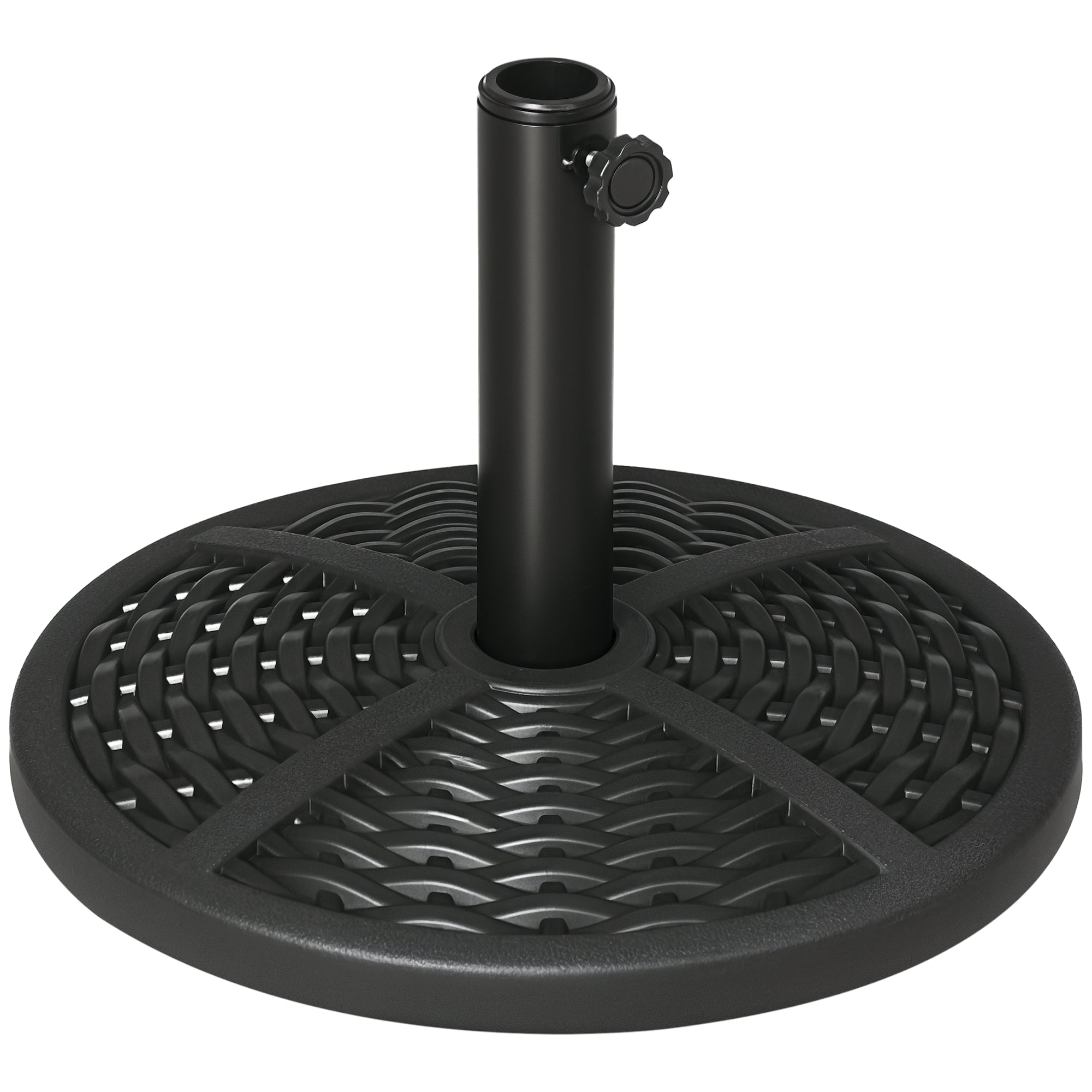 Concrete Umbrella Stand, Umbrella Stand with Steel Pipe, Round Umbrella Holder, Umbrella Weight, Stand for Umbrella Ø38/48 mm, for Balcony, Terrace, Garden, Black