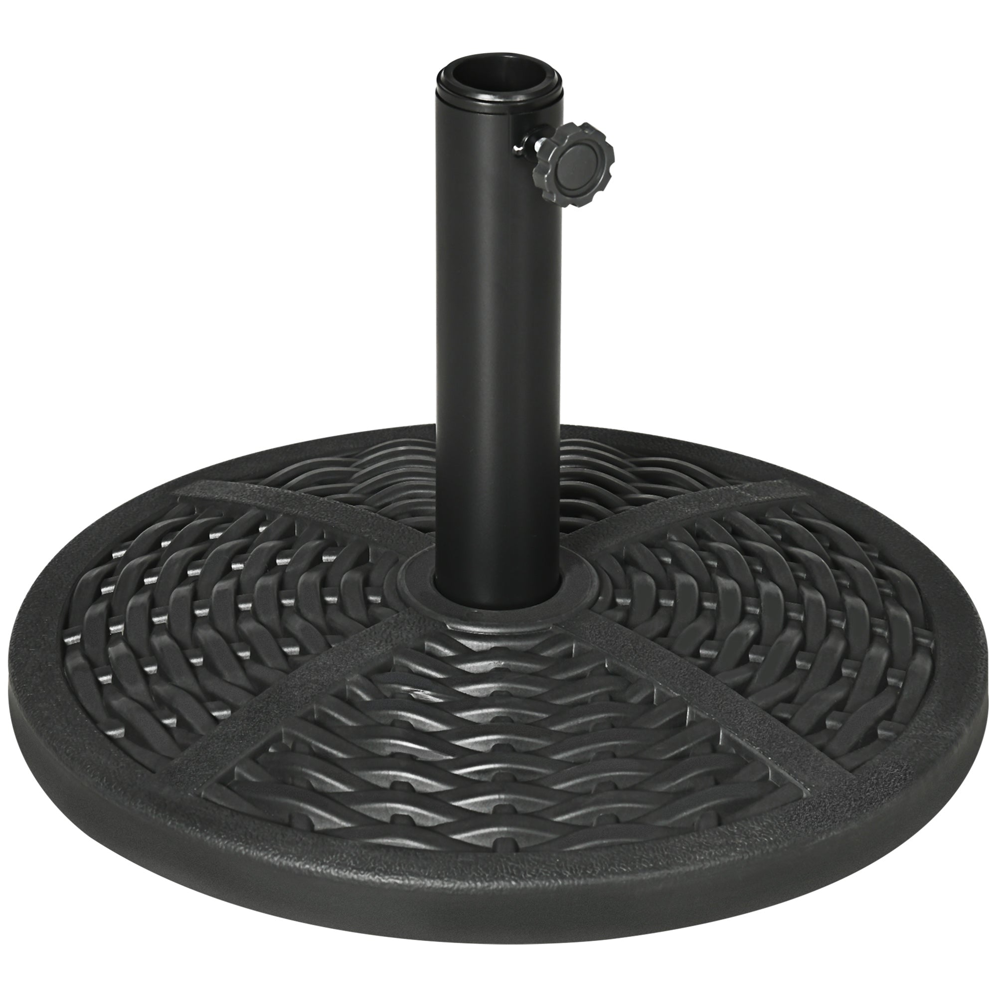 Concrete Umbrella Stand, Umbrella Stand with Steel Pipe, Round Umbrella Holder, Umbrella Weight, Stand for Umbrella Ø38/48 mm, for Balcony, Terrace, Garden, Black