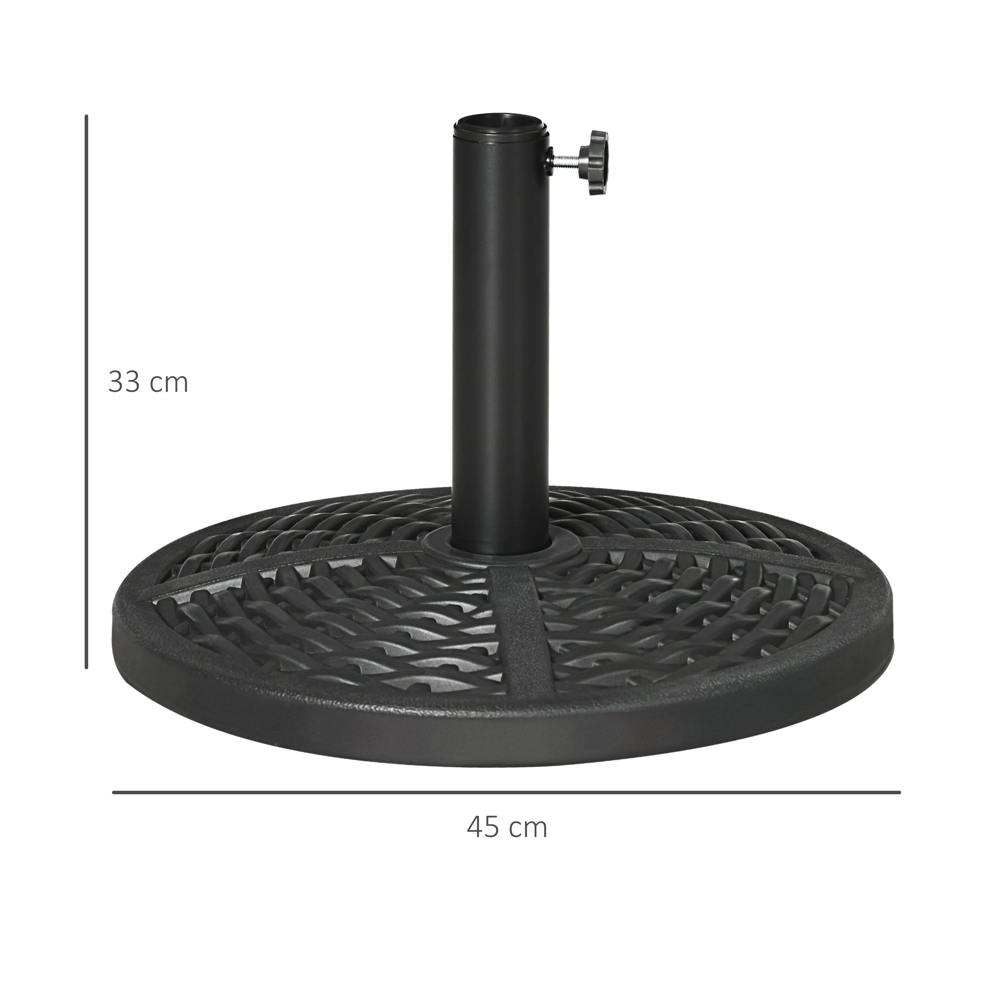 Concrete Umbrella Stand, Umbrella Stand with Steel Pipe, Round Umbrella Holder, Umbrella Weight, Stand for Umbrella Ø38/48 mm, for Balcony, Terrace, Garden, Black