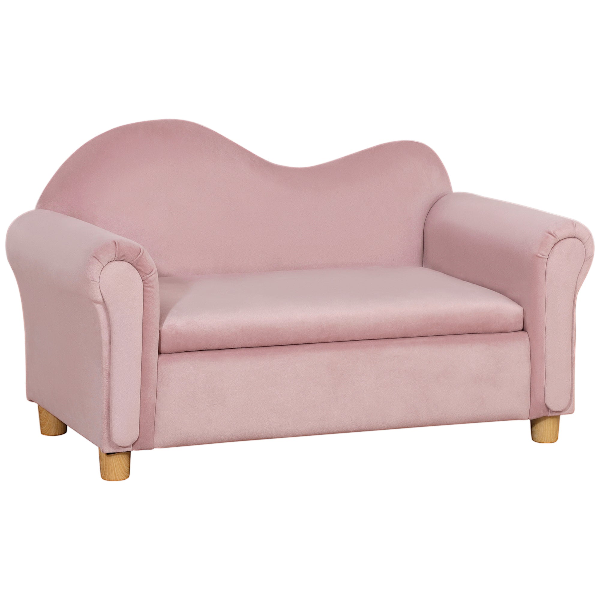 Children's Sofa Children's Couch with Storage Space, Play Sofa for Children, Two-Seater for Children 3-5 Years, 2-Seater Children's Furniture made of Dutch Fleece, Pink, 84 x 41.5 x 48.5 cm
