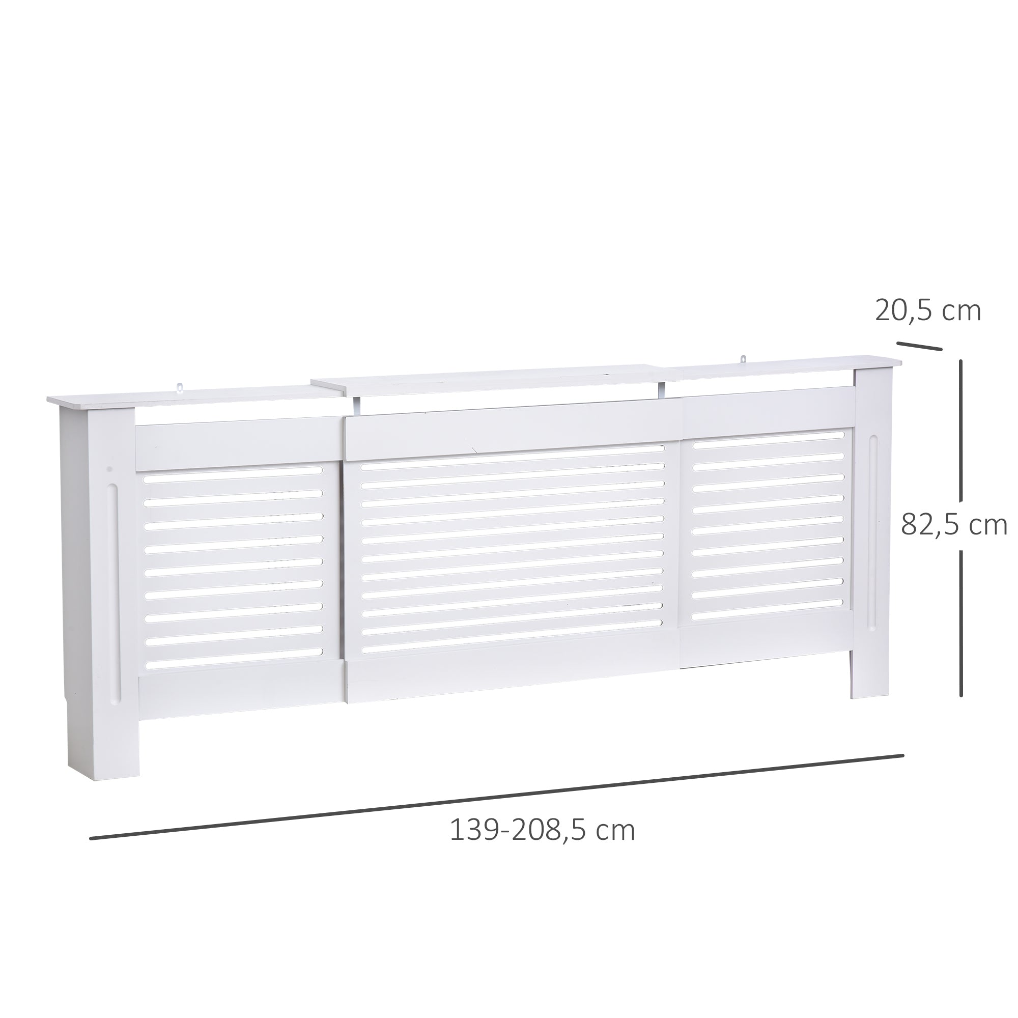 Contemporary Design Extendable Radiator Cover 139-208.5 x 20.5 x 82.5 cm MDF White