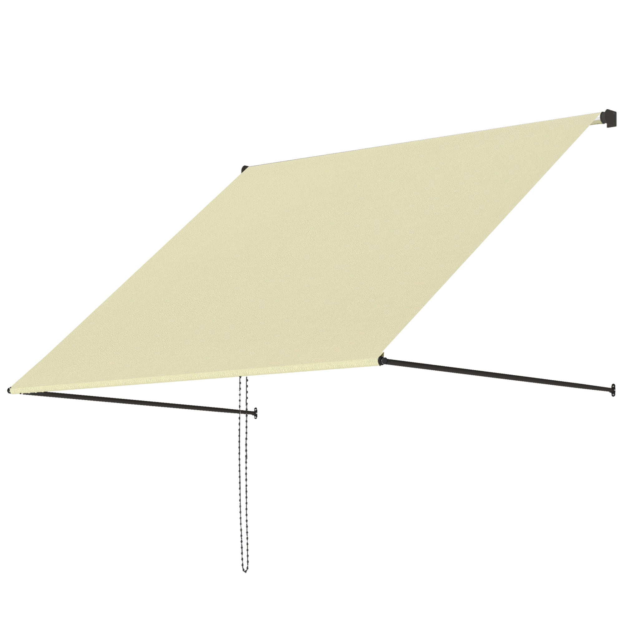 Manual Retractable Patio Awning, Adjustable Tilt, 150 x 116 cm (59 x 46 in), UV30+ Cream