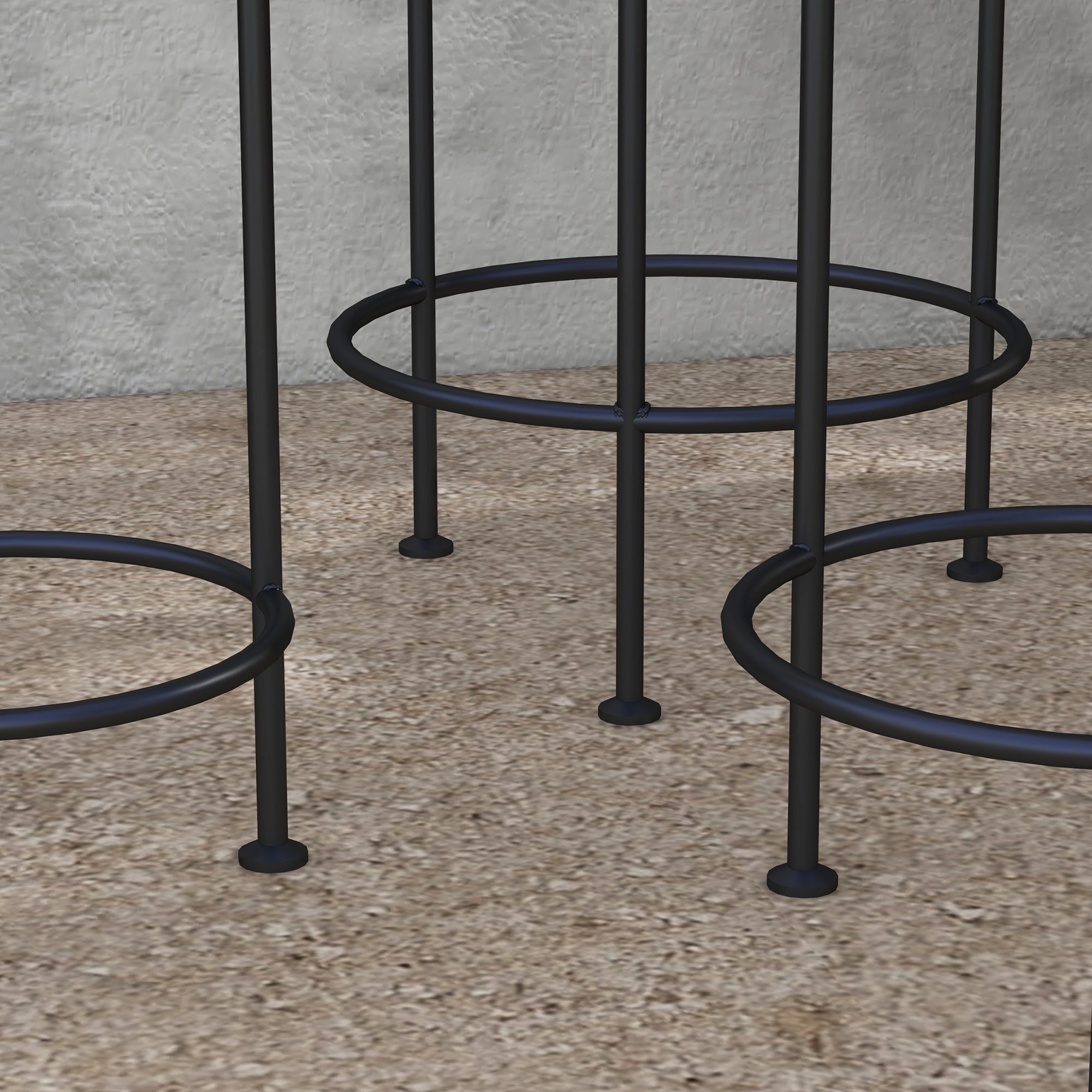 Set of 3 Flower Pot Stands Plant Supports Round Flower Shelf Stackable Plant Stands - Rattan-Look Trays - Gold and Black Metal