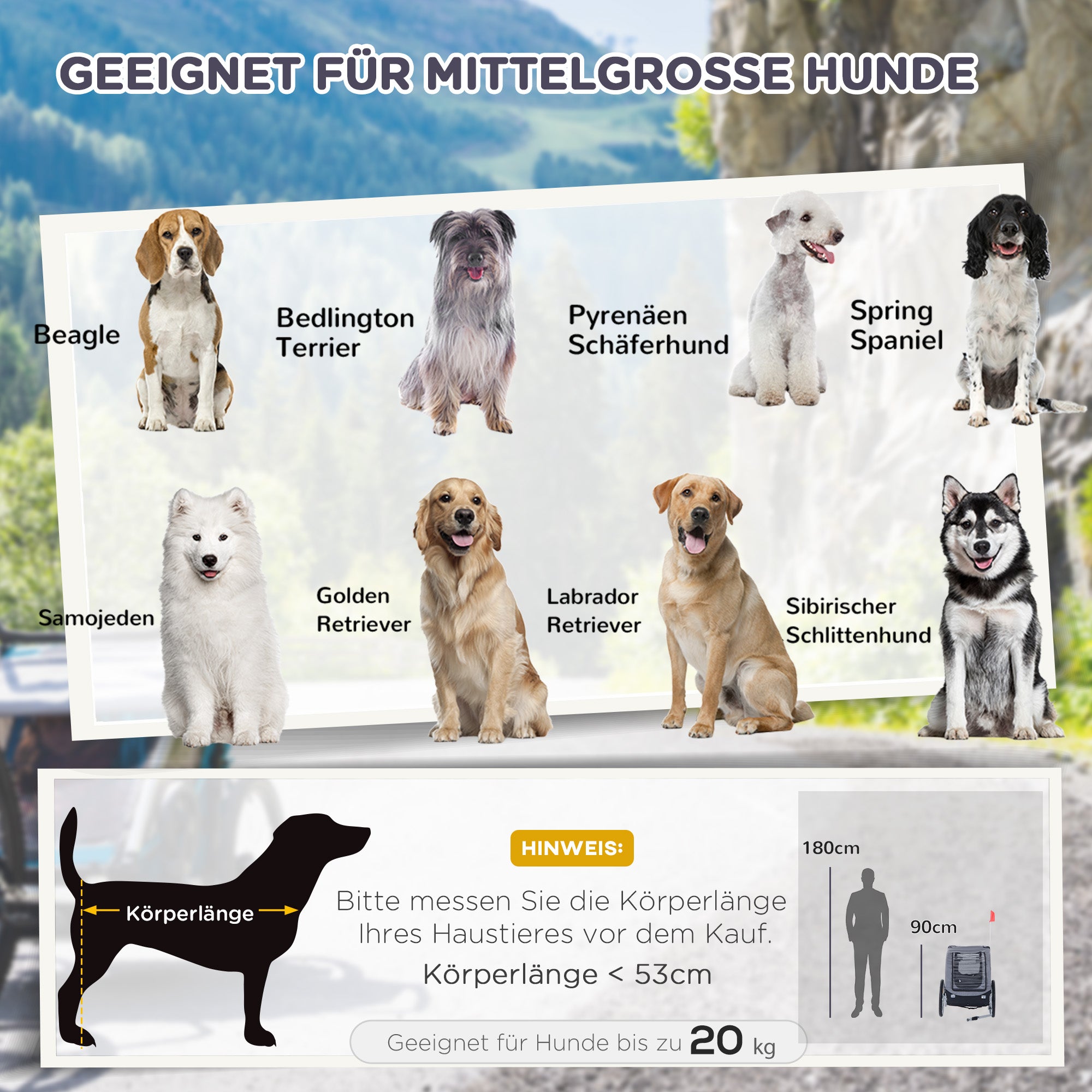 Dog Trailer Bike Trailer Dog Transporter Dog Bike Trailer Gray+Black 130 x 73 x 90 cm