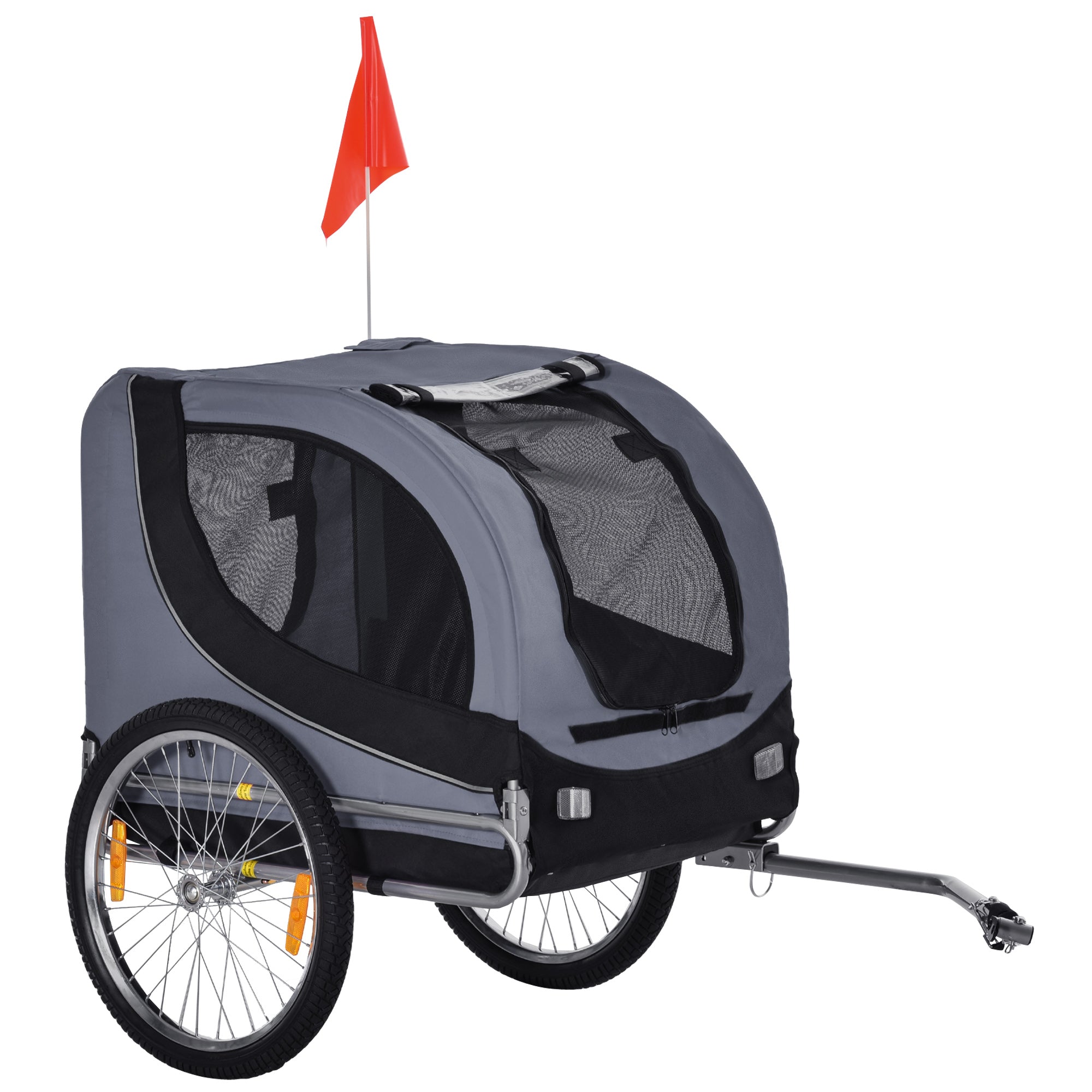 Dog Trailer Bike Trailer Dog Transporter Dog Bike Trailer Gray+Black 130 x 73 x 90 cm