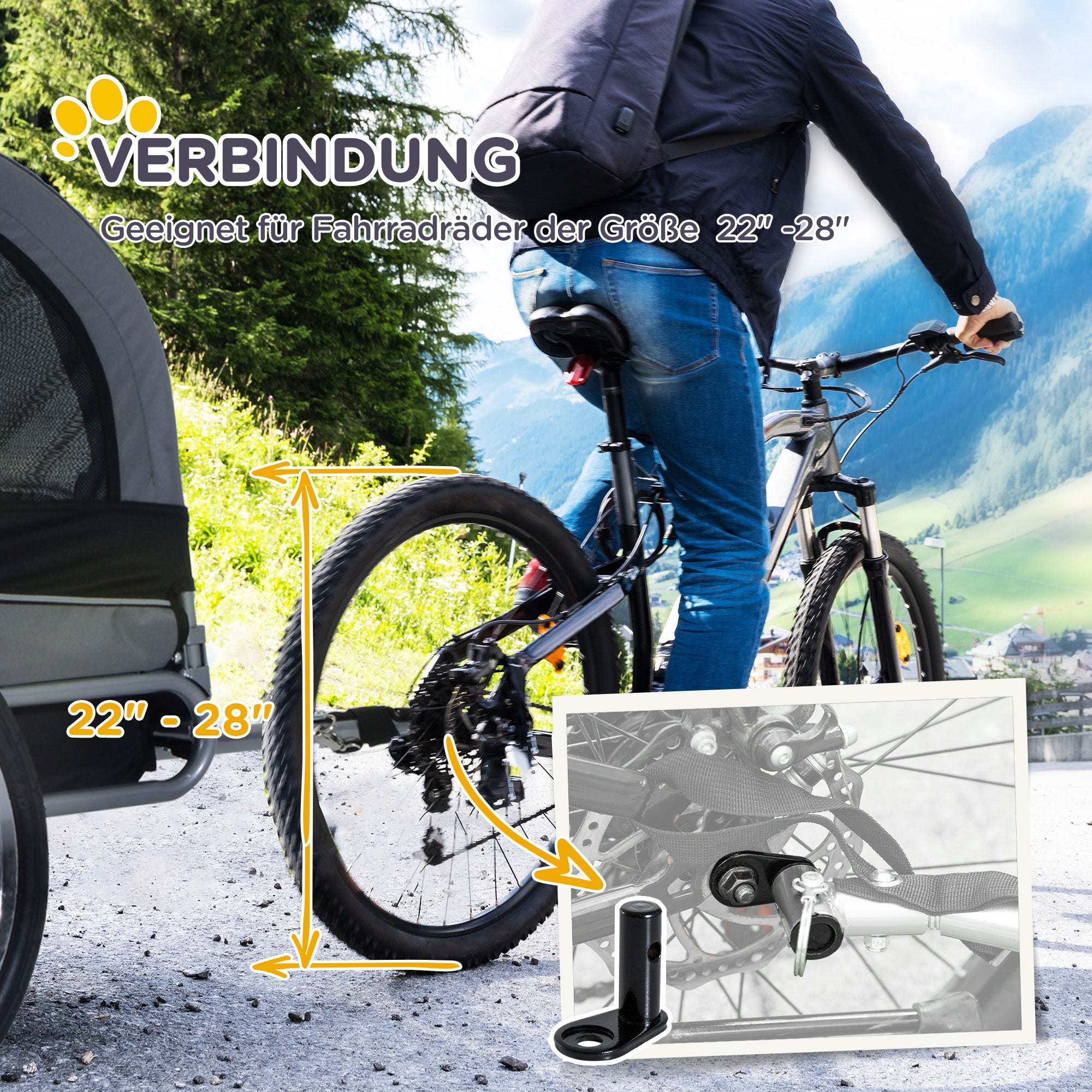 Dog Trailer Bike Trailer Dog Transporter Dog Bike Trailer Gray+Black 130 x 73 x 90 cm