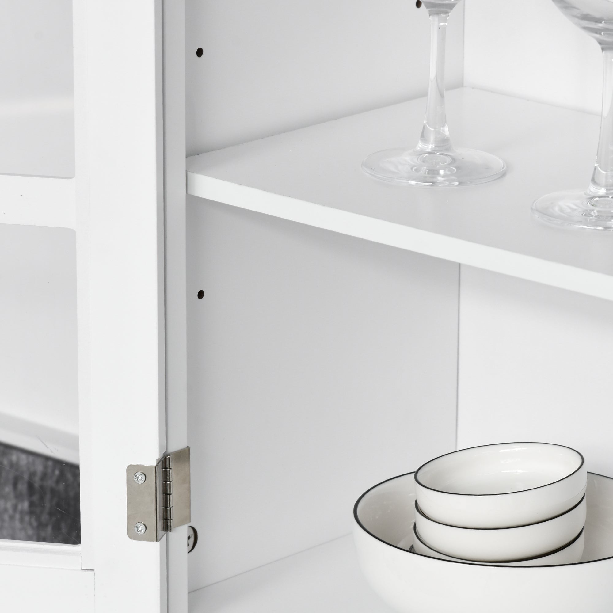 Kitchen Sideboard Kitchen Cabinet Dining Room Buffet with 2 Drawers Adjustable Shelves and Open Shelf Antiturning 68x39.5x170 cm White