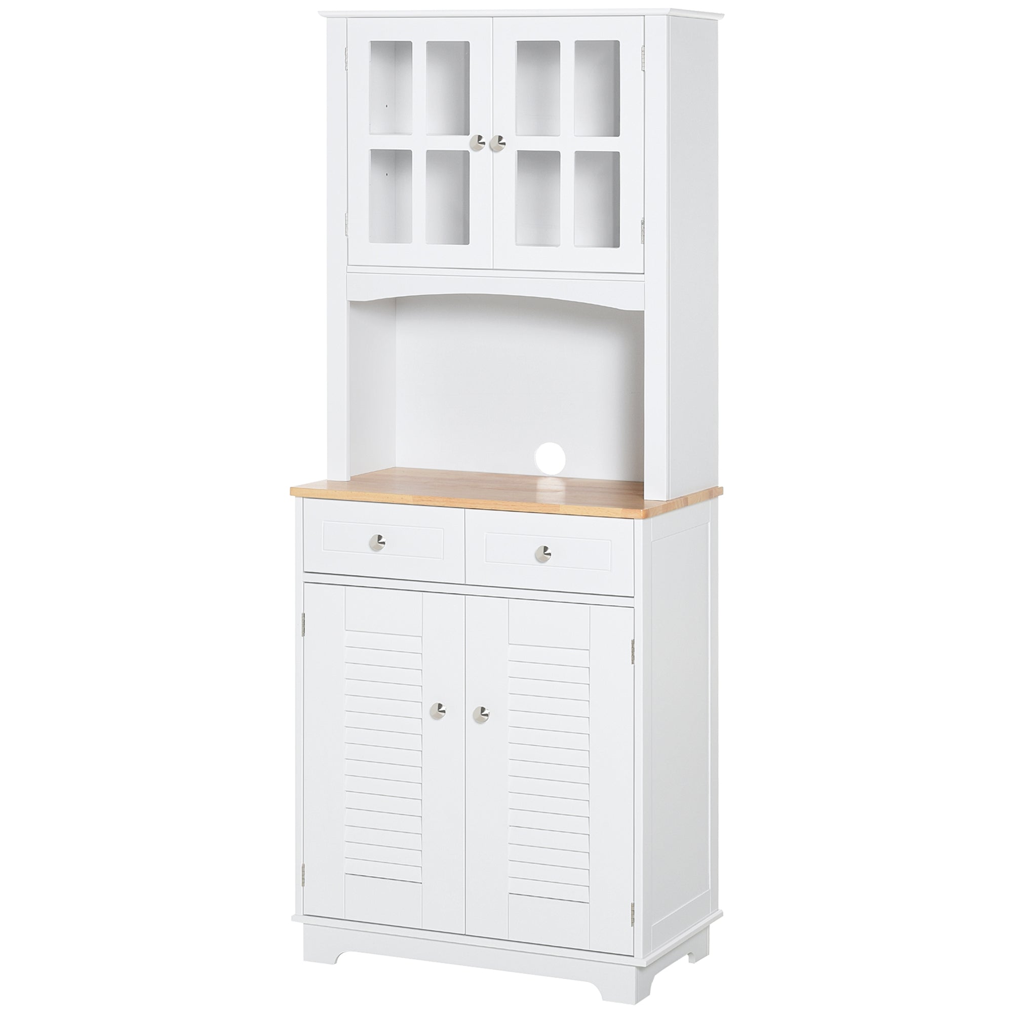 Kitchen Sideboard Kitchen Cabinet Dining Room Buffet with 2 Drawers Adjustable Shelves and Open Shelf Antiturning 68x39.5x170 cm White