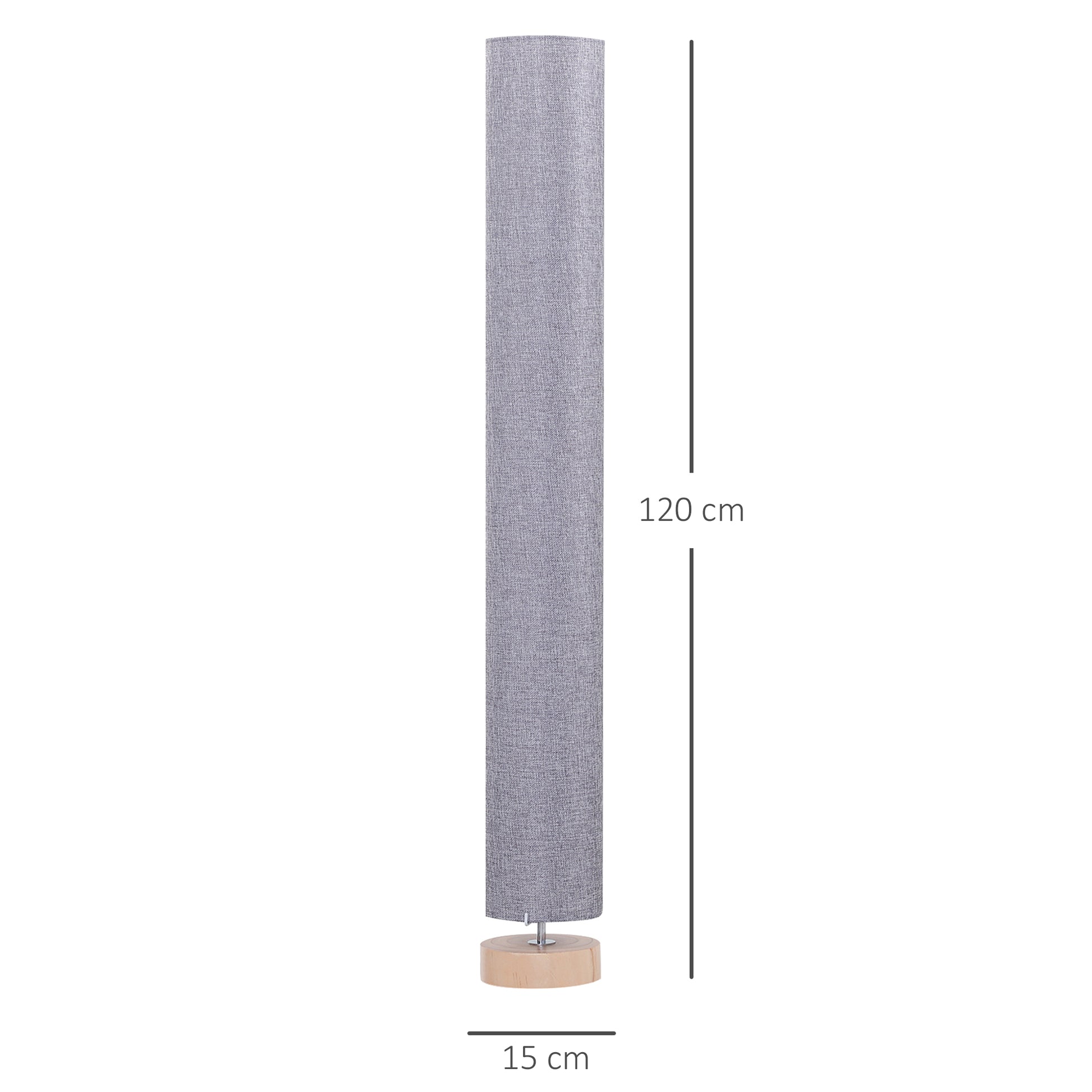 Modern Floor Lamp Living Room Lamp with Max 40W E27 Linen Shade and Metal Frame for Bedroom Ø15x120 cm Gray