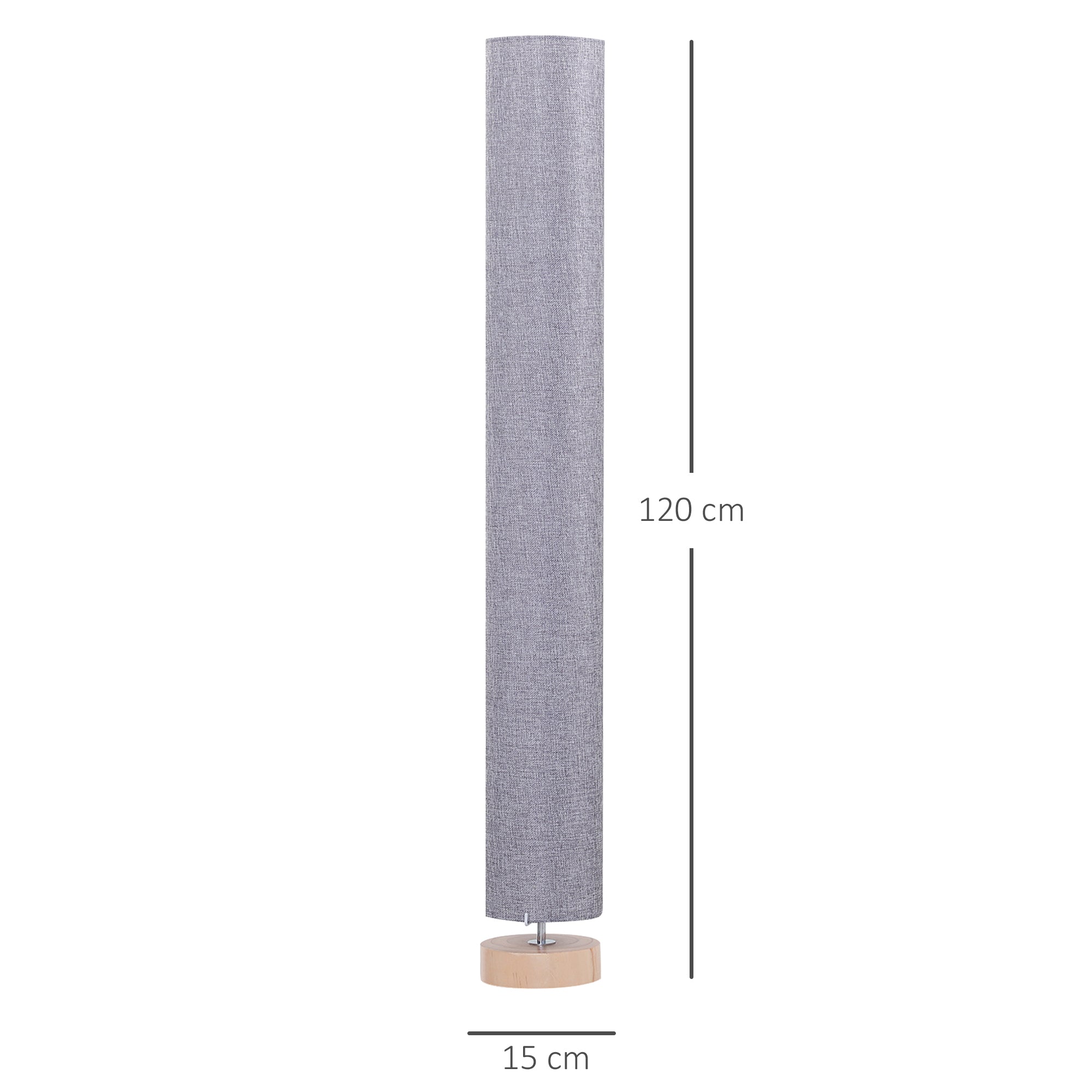 Modern Floor Lamp Living Room Lamp with Max 40W E27 Linen Shade and Metal Frame for Bedroom Ø15x120 cm Gray