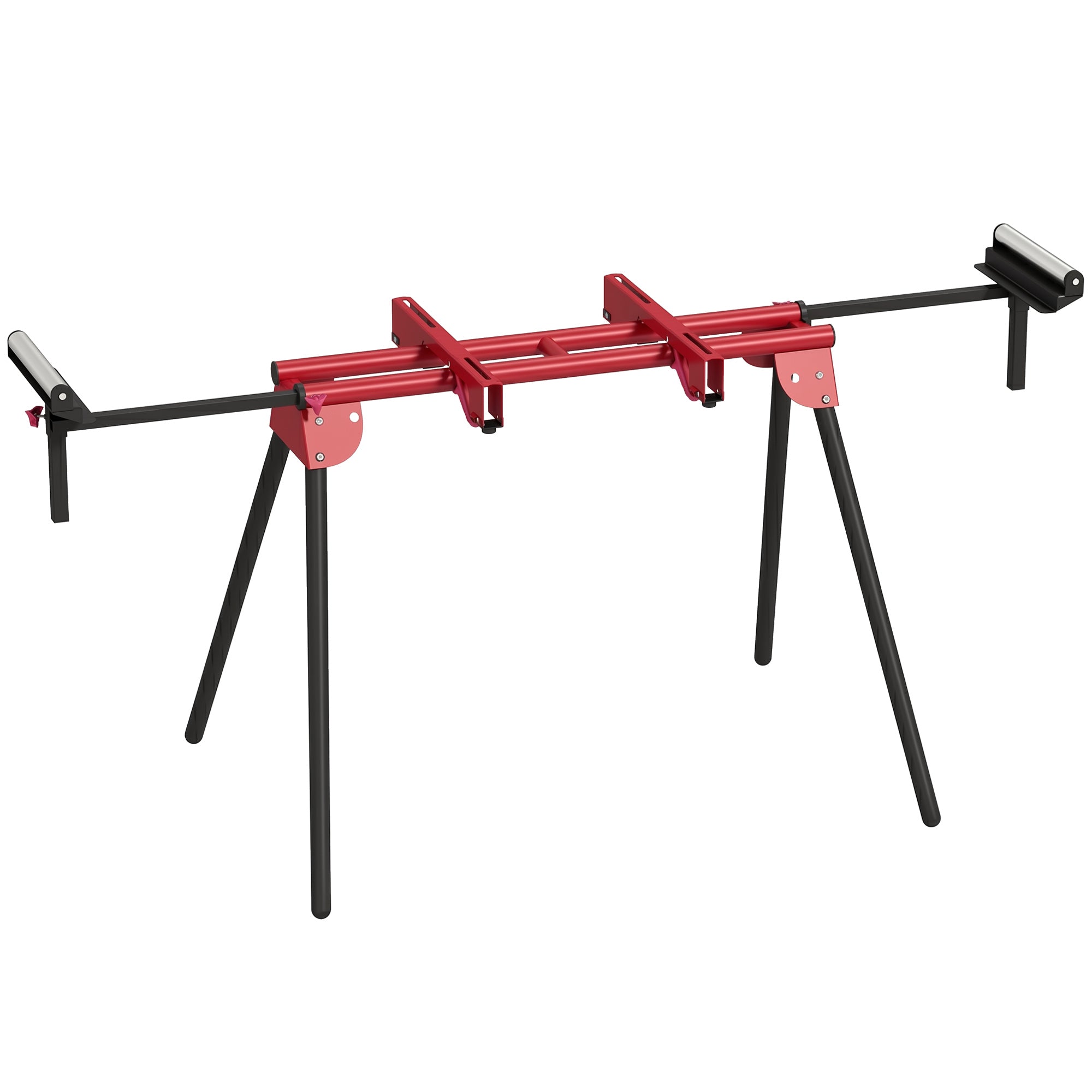 2-Pack Folding Adjustable Saw Horse – Metal Work Stand with Extendable Roller Supports, Height Adjustable, Supports up to 331 lb, Red