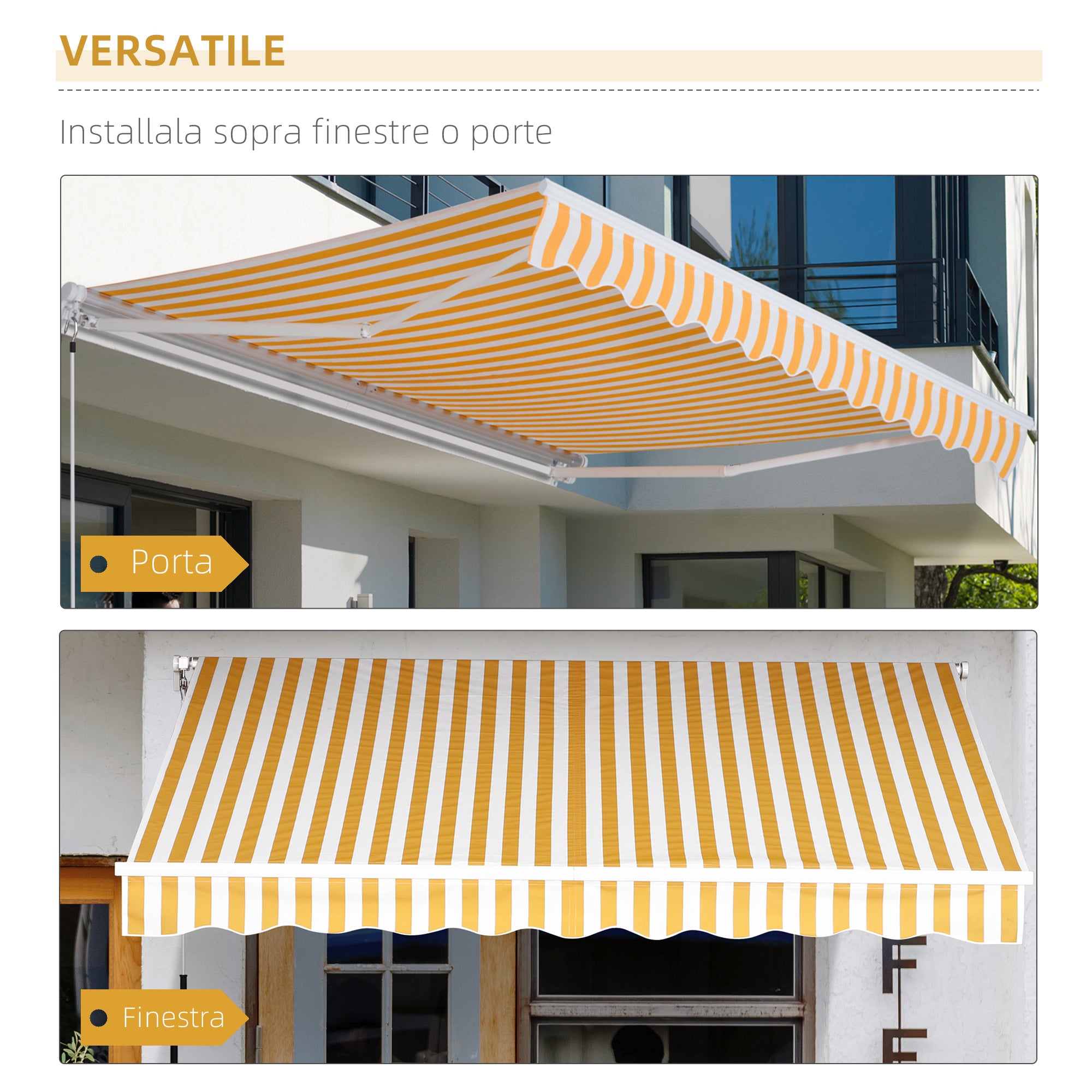 Manual Retractable Awning 295 x 245 cm Outdoor Terrace Awning with Crank, Adjustable Angle 45°-85°, Aluminum and 280g/m² Polyester, Terrace Awning, Balcony, Courtyard, Orange