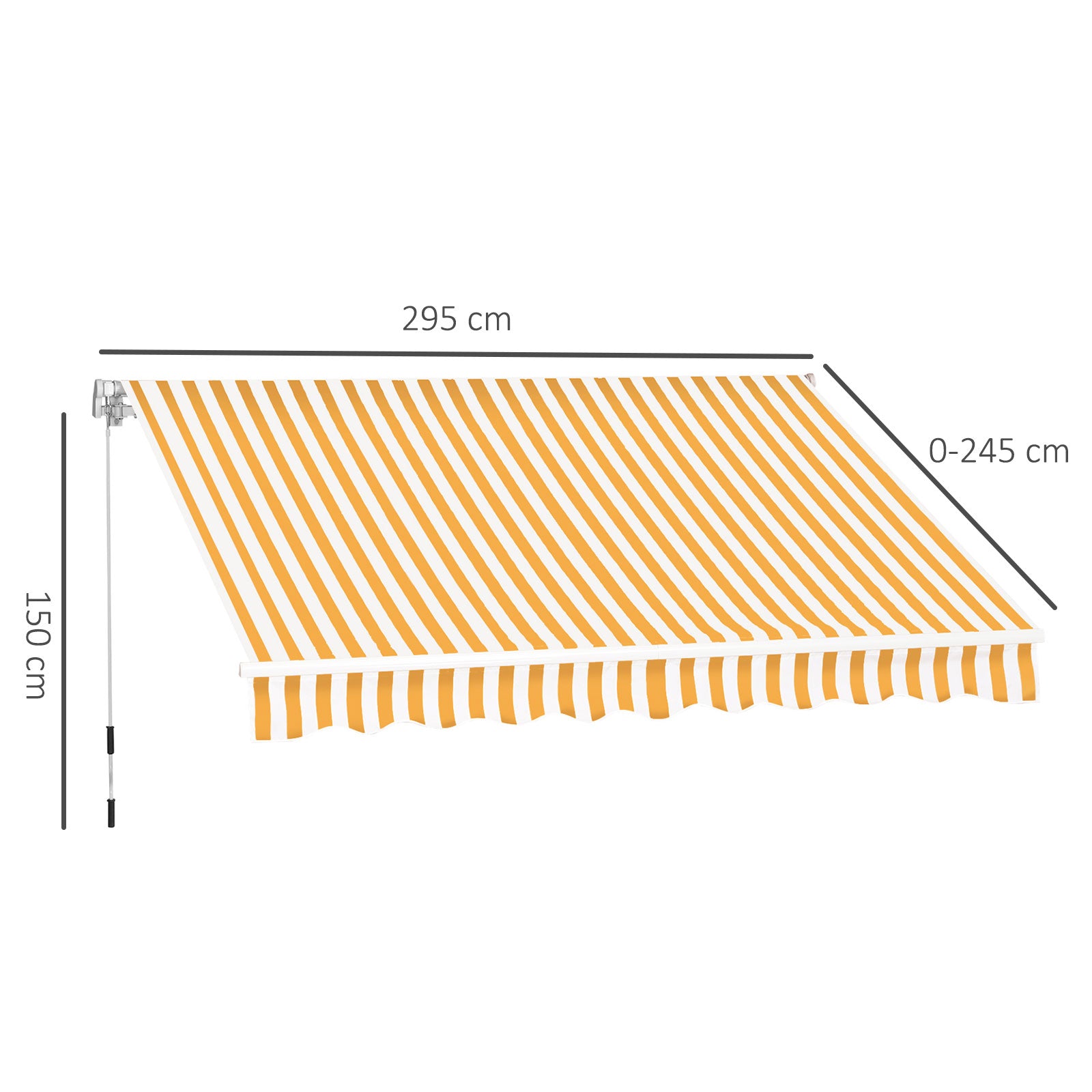 Manual Retractable Awning 295 x 245 cm Outdoor Terrace Awning with Crank, Adjustable Angle 45°-85°, Aluminum and 280g/m² Polyester, Terrace Awning, Balcony, Courtyard, Orange