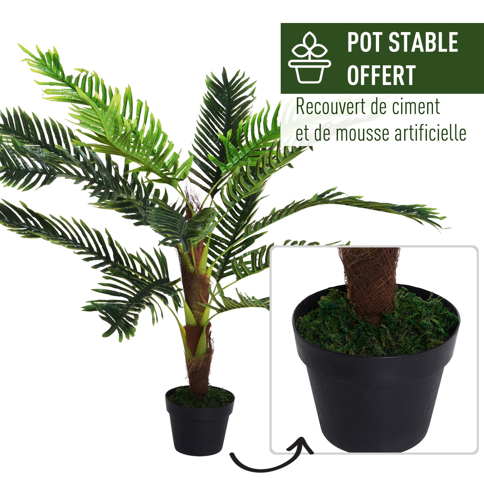 Artificial Palm Tree Height 123 cm Artificial Tree Decor Plastic Wire Pot Included Green